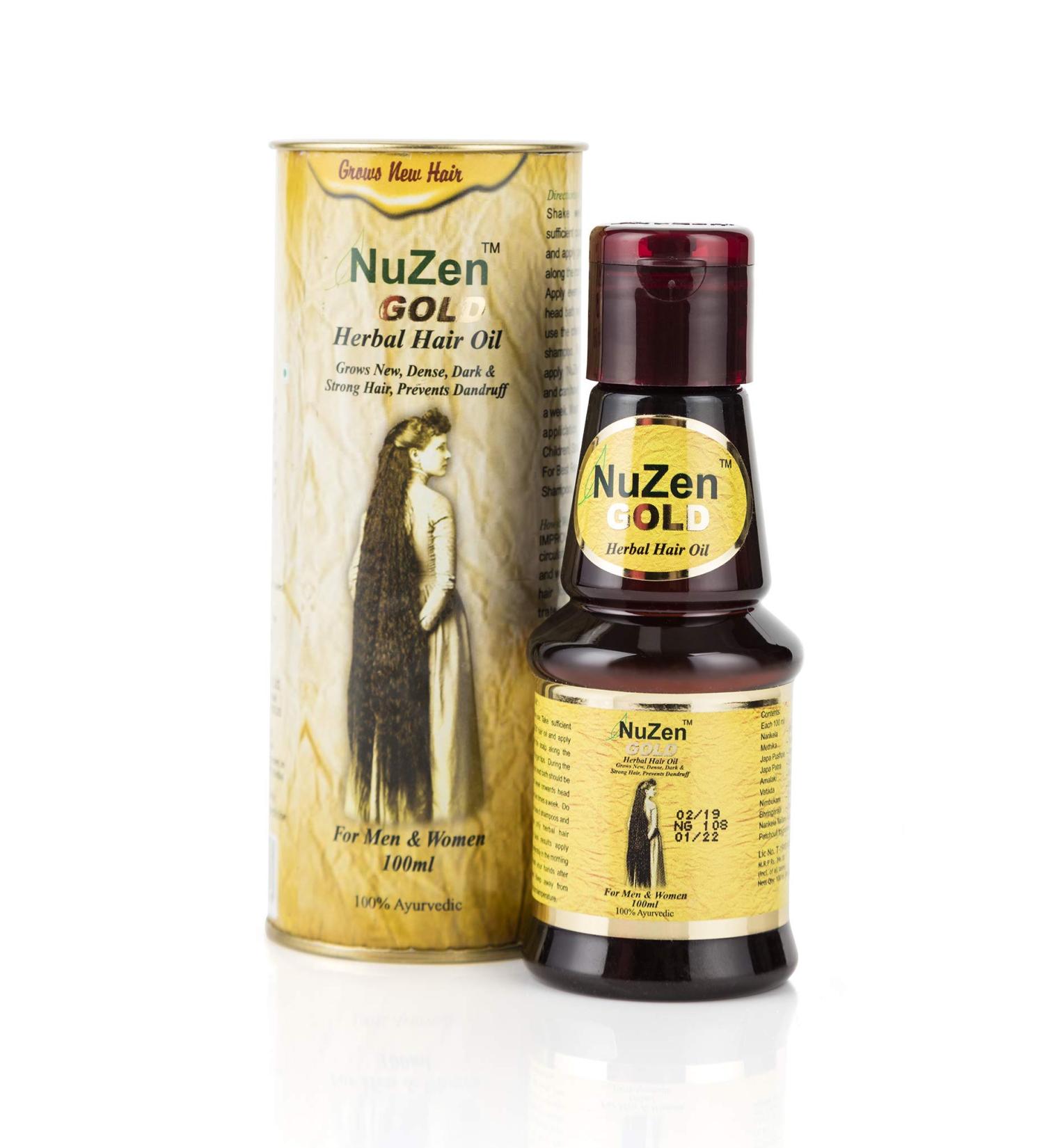 Nuzen Gold Herbal Hair Oil - Promotes Natural Hair Growth & Regrowth 100ml | Buy Internationally - Buy Online on GoSupps.com