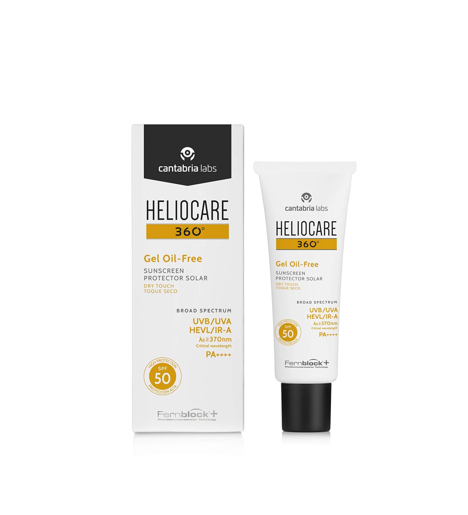 Heliocare 360 Oil-Free Gel SPF 50 50ml - Daily Anti-Ageing Sunscreen for Face - UVA/UVB/Infrared-A Protection - Matte Finish - For Combination Oily and Normal Skin - Buy Online on GoSupps.com