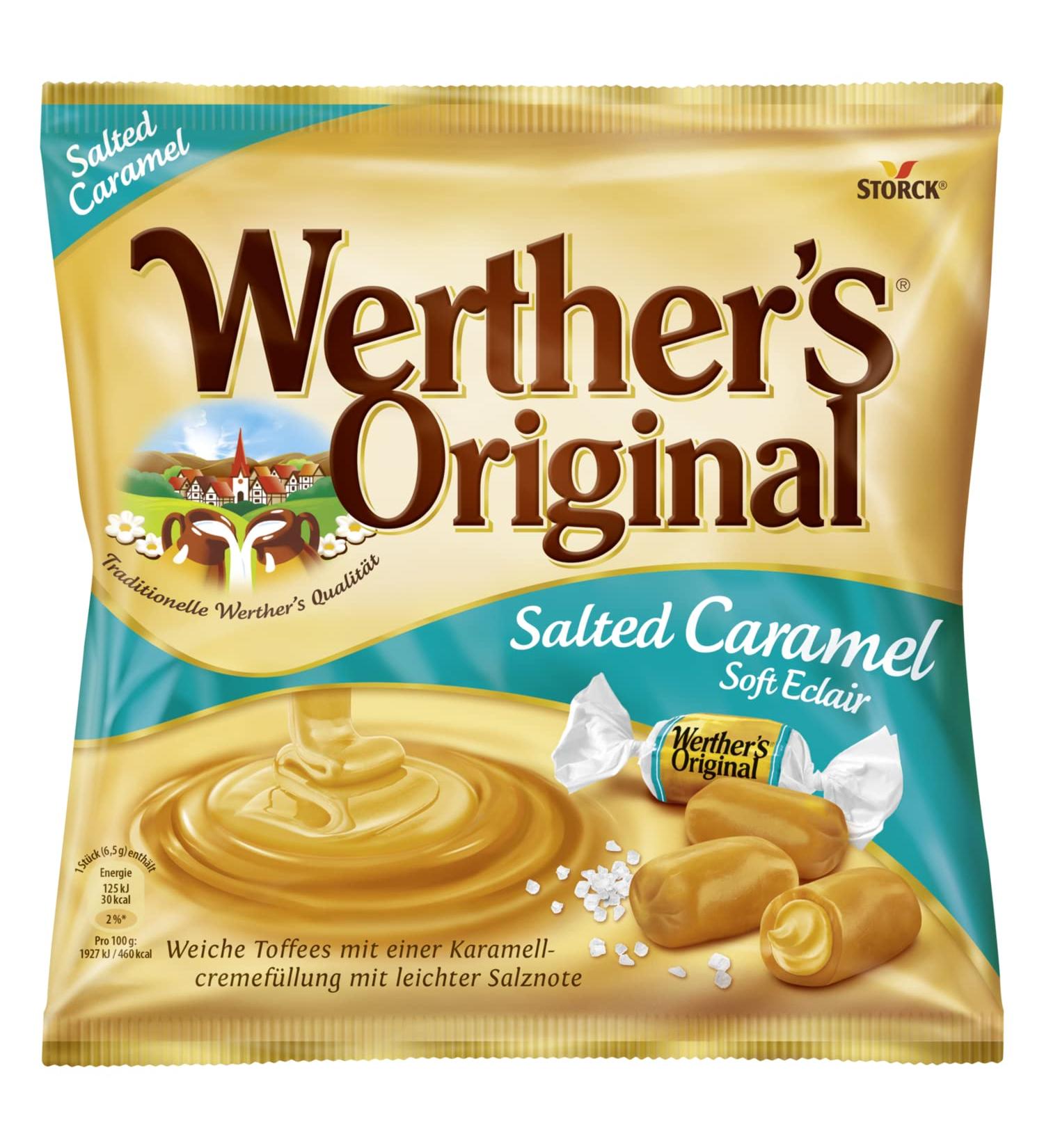 Werther's Original Salted Caramel Soft Eclair 180g - Creamy Caramel Filling International Shipping Available - Buy Online on GoSupps.com