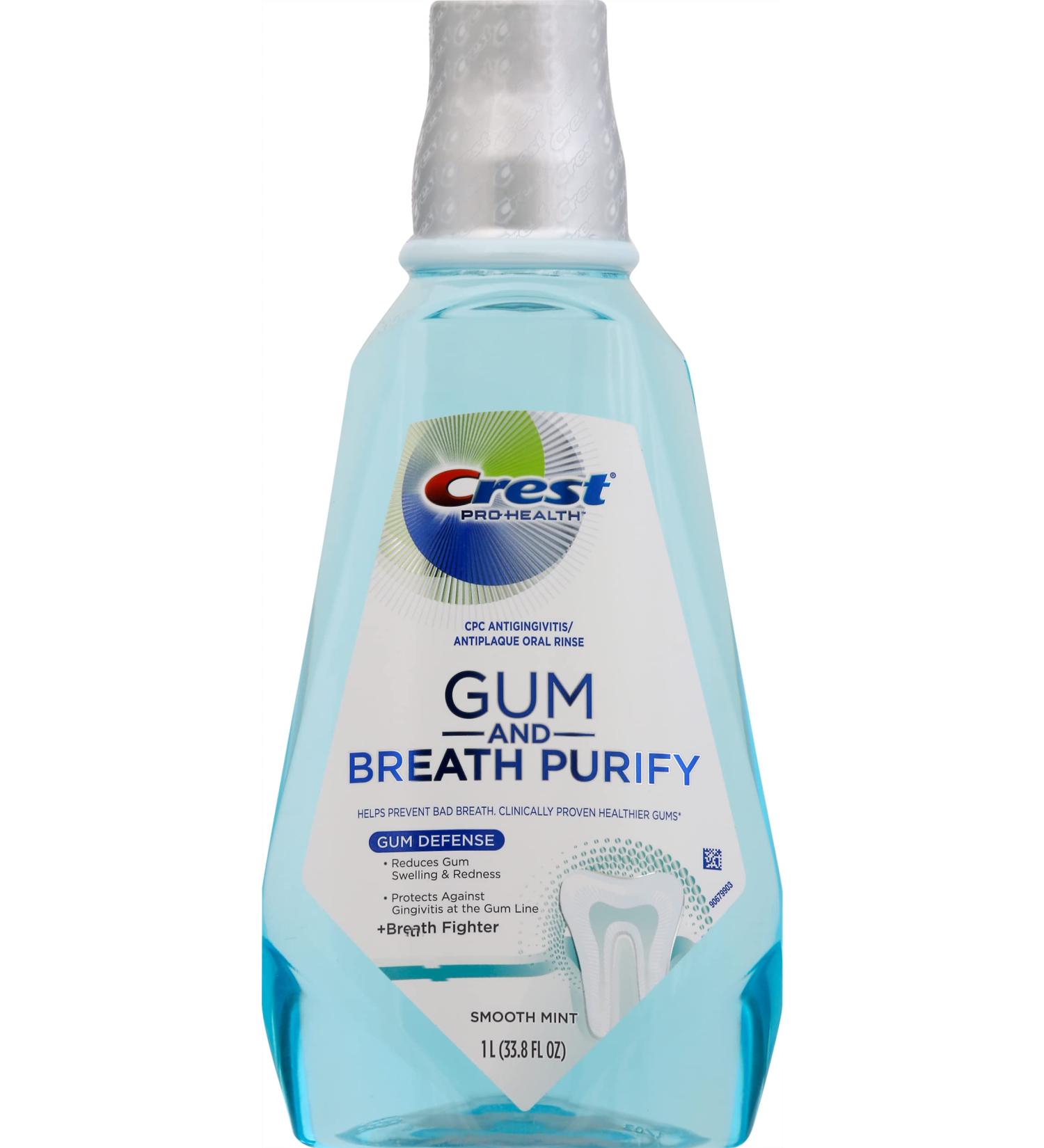 Crest Gum and Breath Purify Oral Rinse Smooth Mint 33.8 Fl Oz