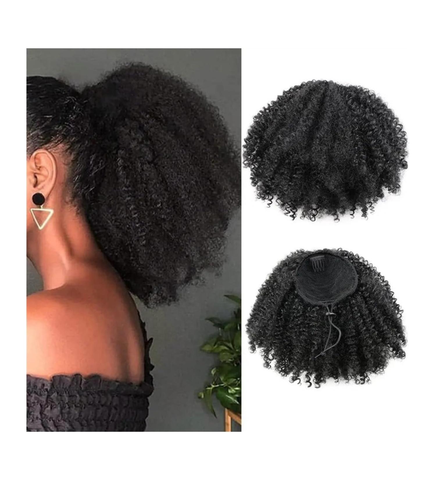 Ponytail Extension Drawstring Ponytail Hair Extension Hairpieces For Women 10inch Short Kinky Curly Synthetic Afro Puff Curly Ponytail Hair Extension(White) 10inches White - Buy Online on GoSupps.com