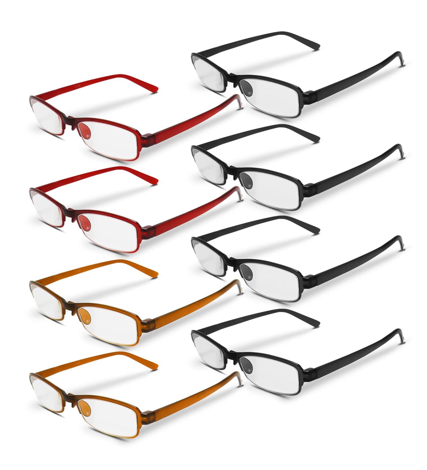 Re-gen 8-Piece Slim Style Low Profile Reading Glasses for Men - Black Brown Red - 2.5 Diopters - International Shipping Available - Buy Online on GoSupps.com