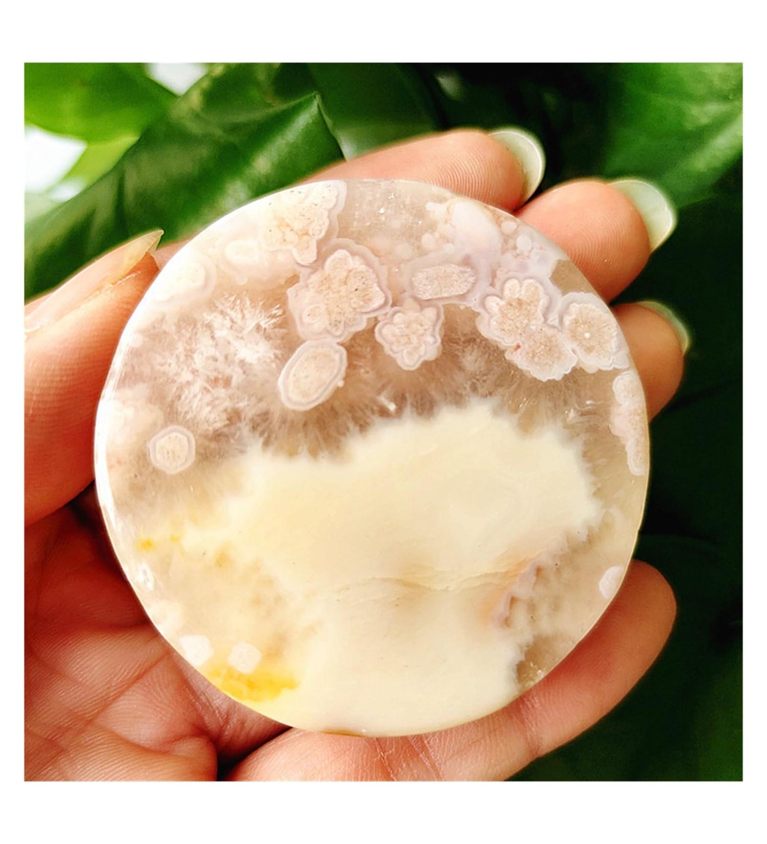 Natural Stone Cherry Blossom Agate Bracelet Heart Palm Stone Shaman Feng Shui Crystal Room Ornament Gemstones and Crystal (Color : 60-70g) - Buy Online on GoSupps.com