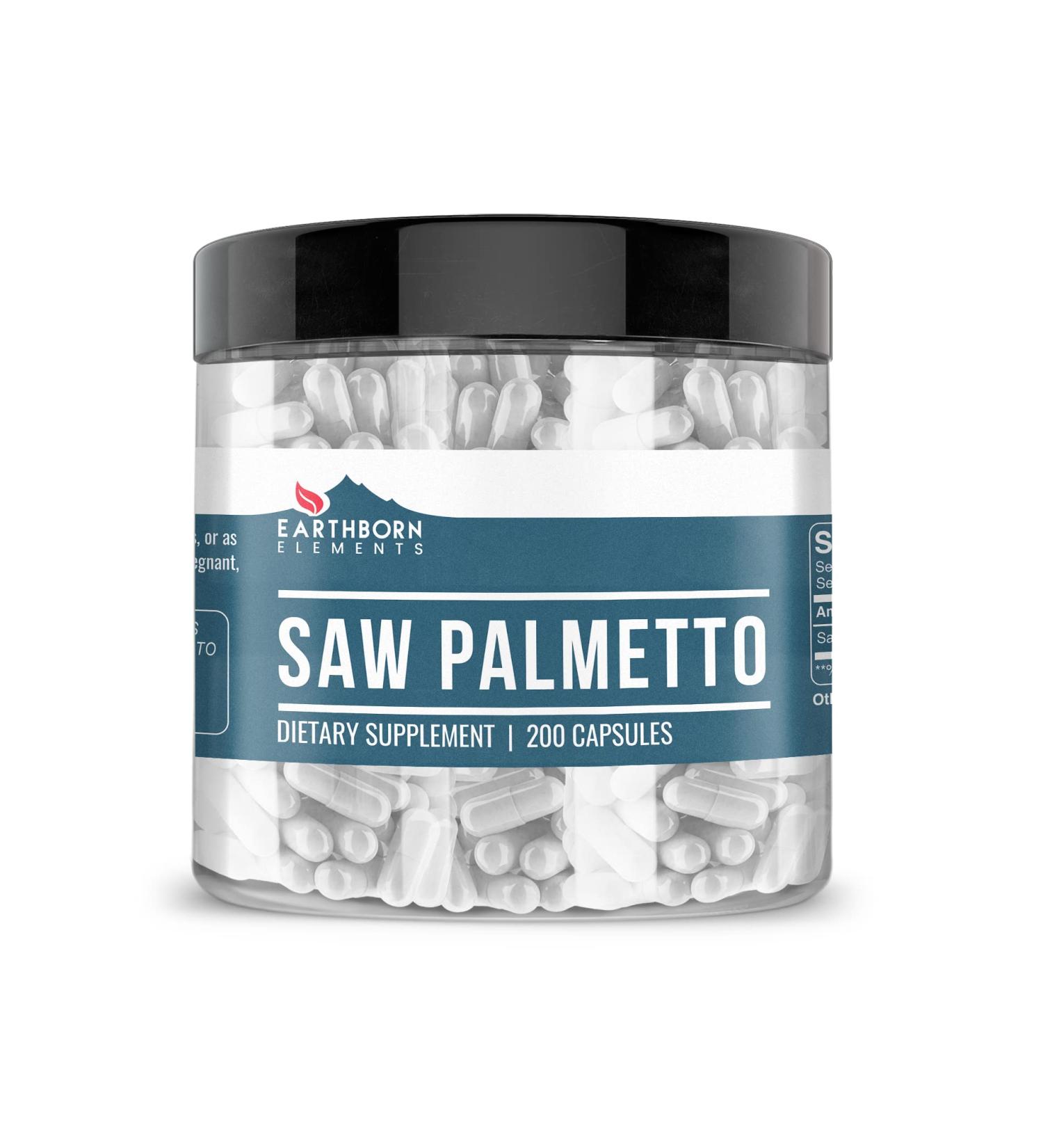 Earthborn Elements Saw Palmetto 200 Capsules Pure & Undiluted No Additives 200 Count (Pack of 1) - Buy Online on GoSupps.com