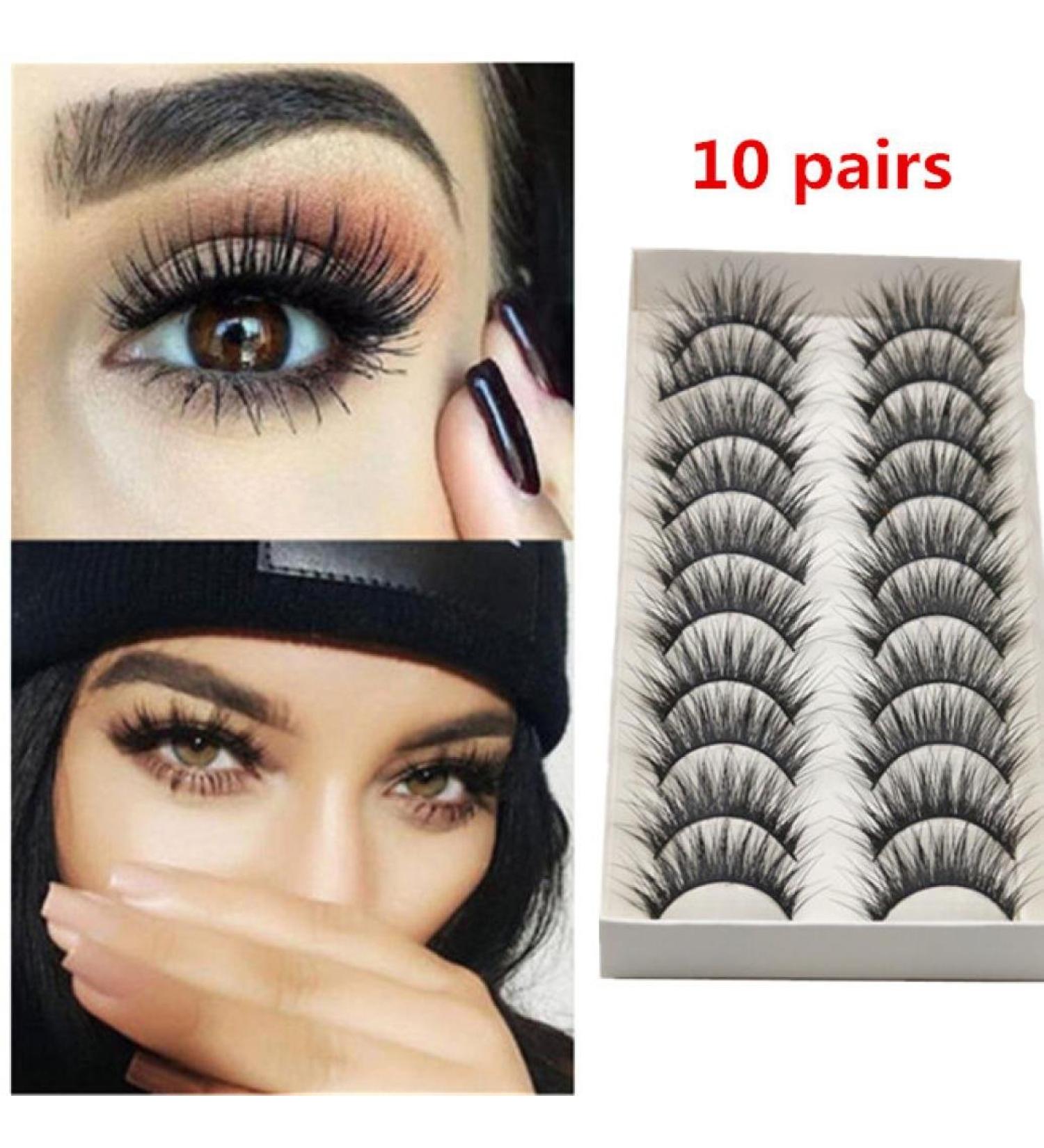 Clearance!Sumen 10 Pair Thick Long Black Cross False Eyelashes Makeup Eye Lash Extension - Buy Online on GoSupps.com