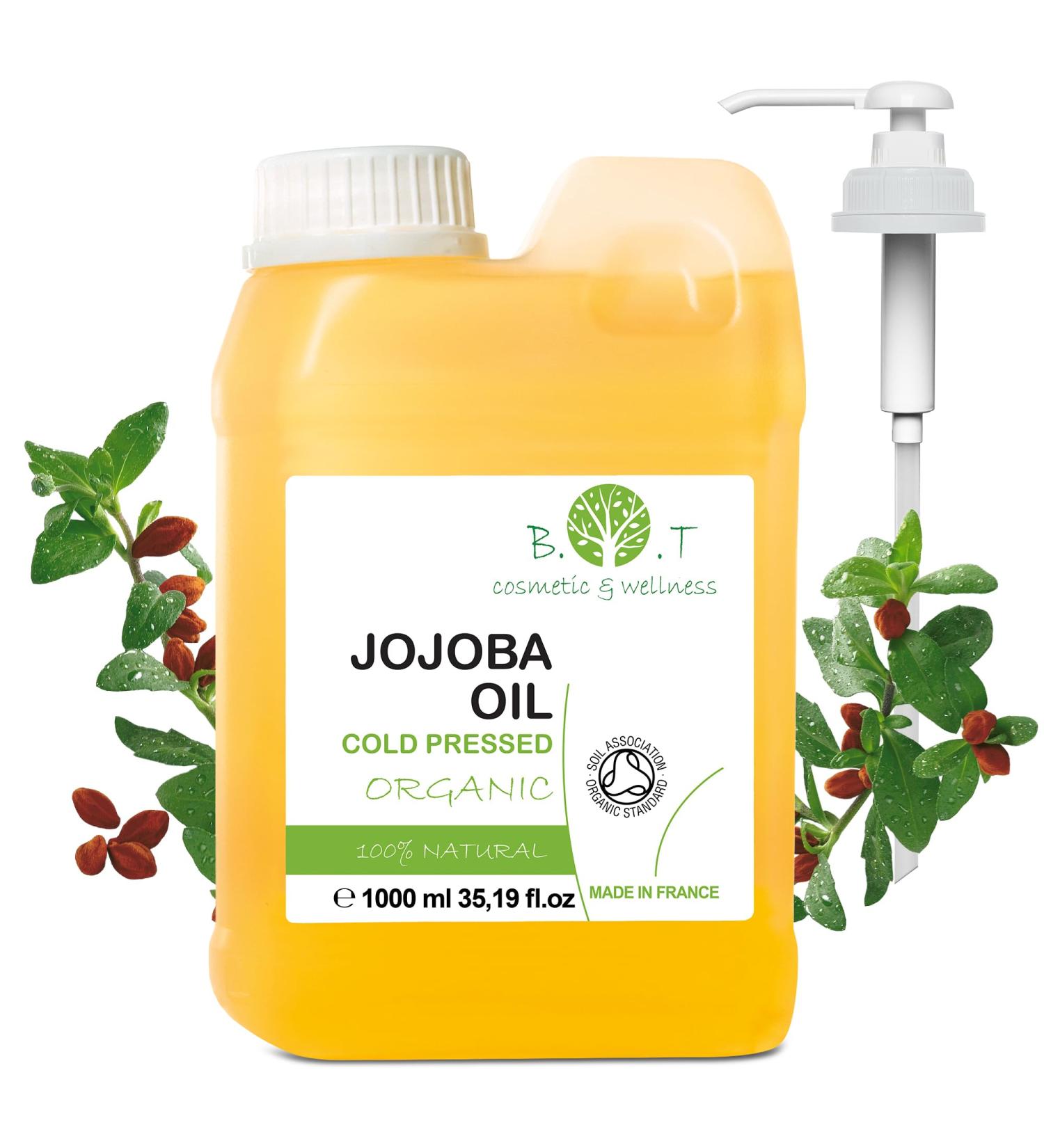 Huile Contour des Yeux Soin Visage et Cheveux Jojoba Bio - Bienfaits Incomparables Hydratant D maquillant Waterproof Cheveux Anti-Acn ique R gule S bum Peau Grasse Baume L vres 1000 ml - Buy Online on GoSupps.com
