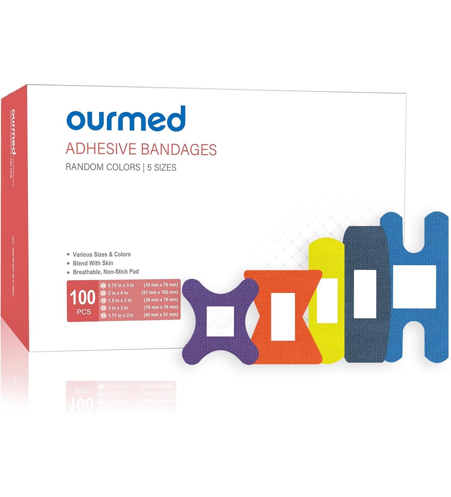 Buy Ourmed Universal Paving Wound Strips | Flexible Latex-Free Bandages for Cuts & Grazes - 100 Count in Bright Colors - Buy Online on GoSupps.com