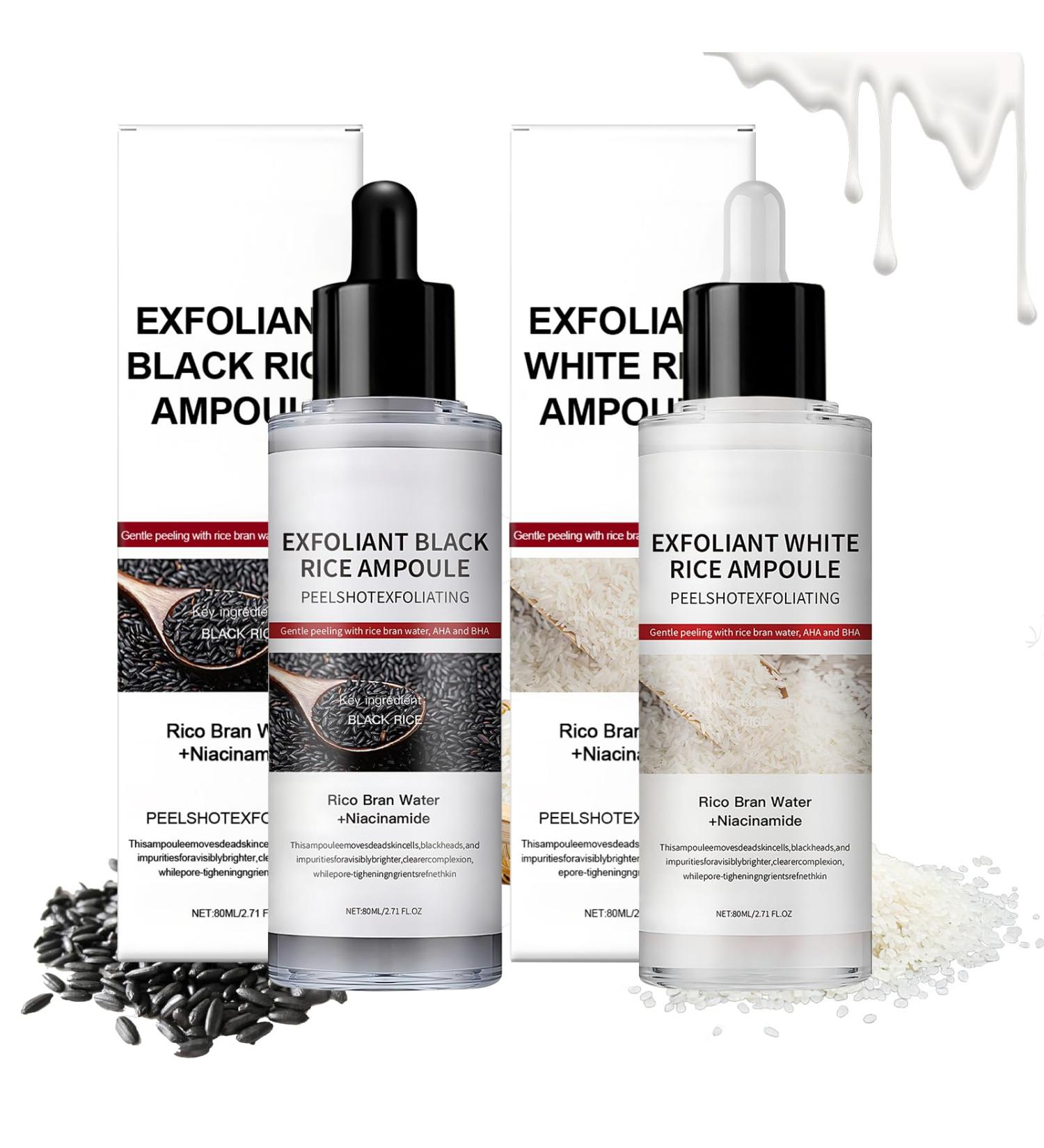 Peel Shot Glow Rice Ampoule Duo Exfoliant Visage Black and White Rice Exfoliante Peeling Visage Nettoyage Profond des Pores et Points Noirs pour Toutes les Peaux 2 * 80ML - Buy Online on GoSupps.com
