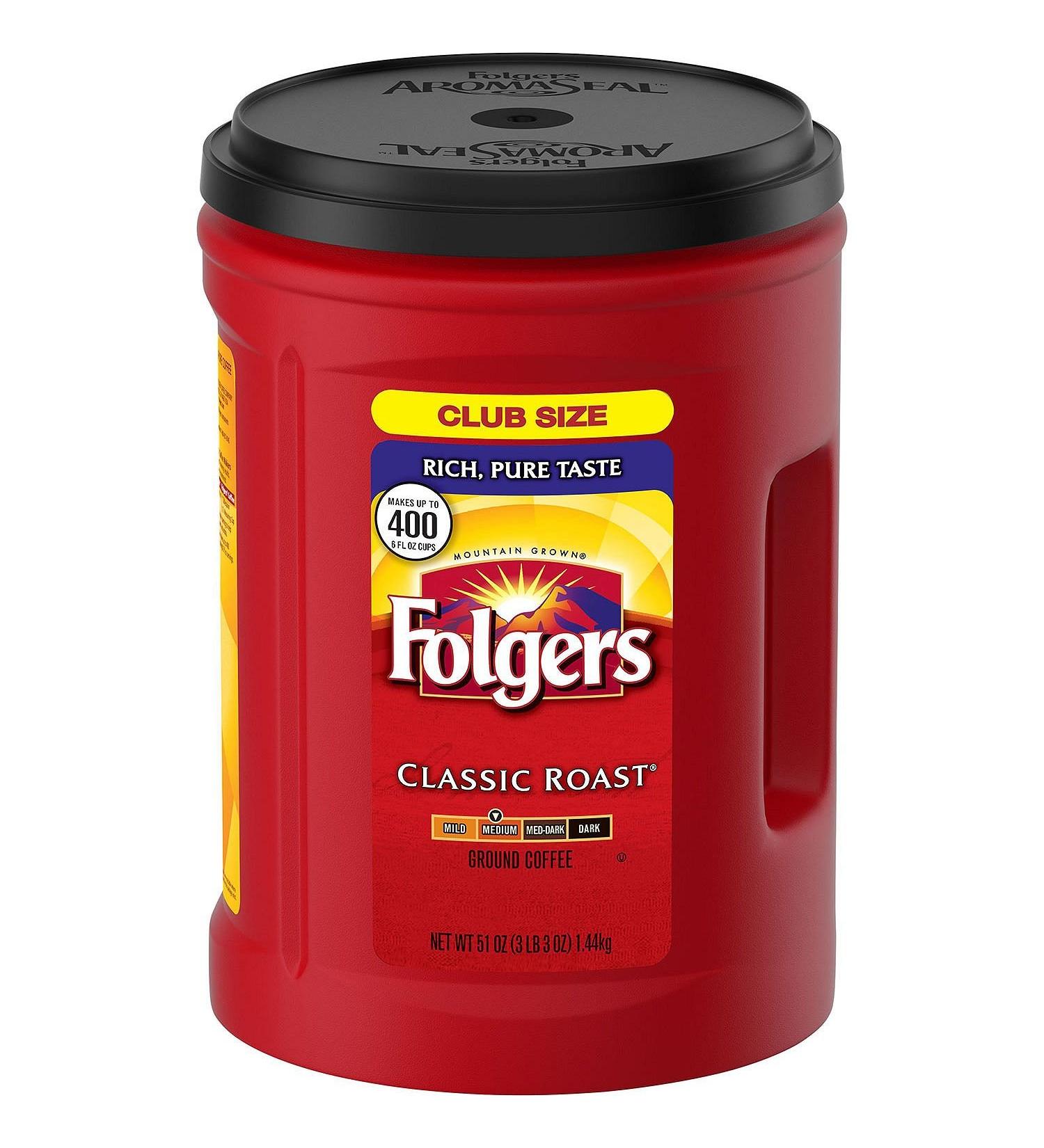 Folgers Classic Roast Medium Ground Coffee 1 x 1.36kg Tub Makes Up to 380 6 fl oz Cups - Buy Online on GoSupps.com