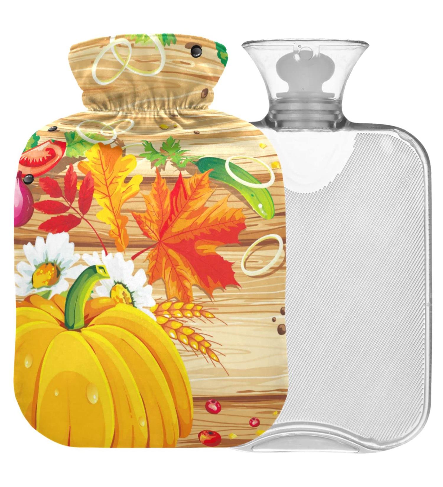 Naanle Thanksgiving Maple Leaves Heat Bottle - 1L Hot Water Bottle for Bed & Hand/Foot Pain Relief | Heat & Cold Therapy - Buy Online on GoSupps.com
