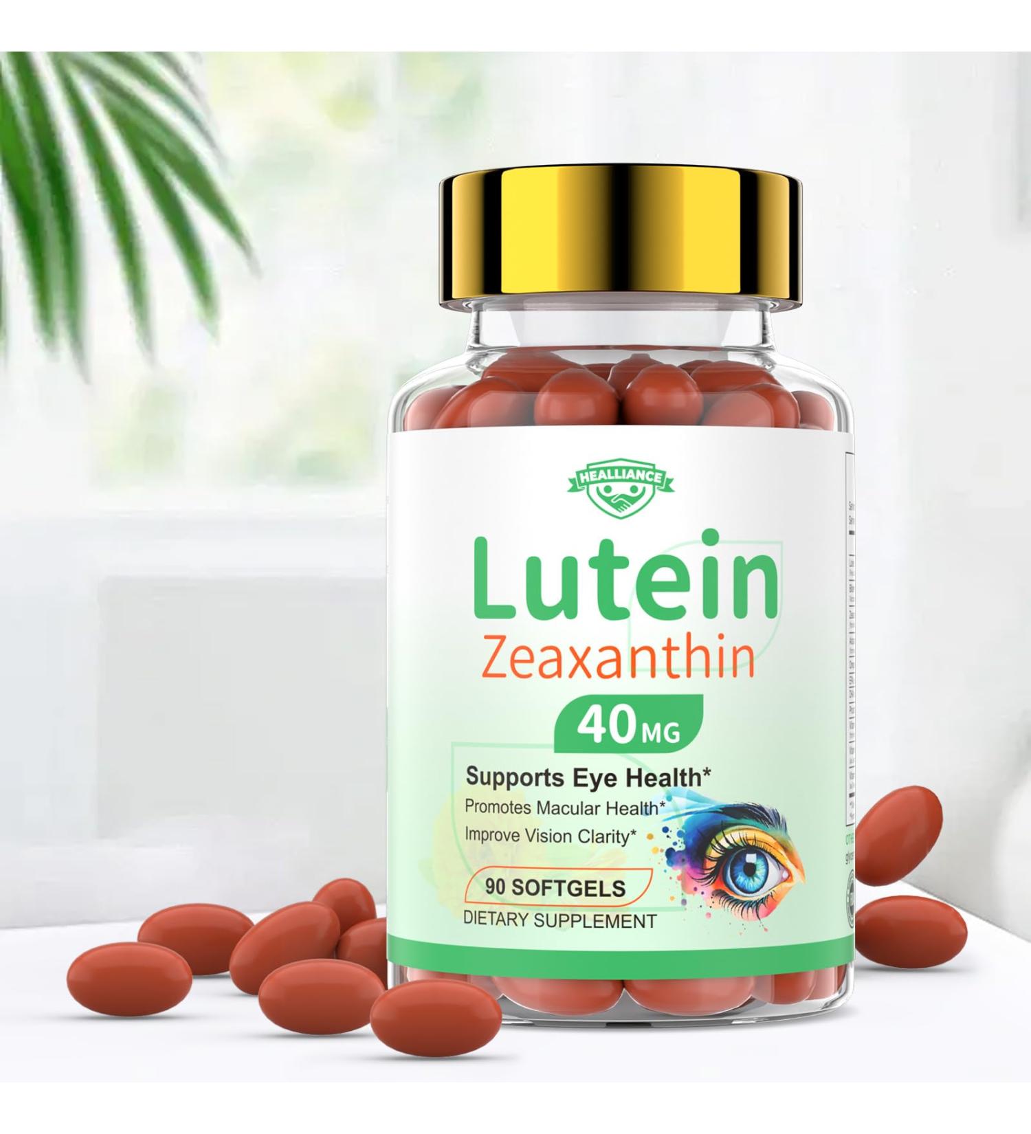Lutein and Zeaxanthin Supplement Lutein Eyes Vitamins Support Vision Clarity Macular Health Dry Eye Comfort Blue Light with Bilberry Extract Omega 3 Zinc and Vitamins C & E for Adults - Buy Online on GoSupps.com
