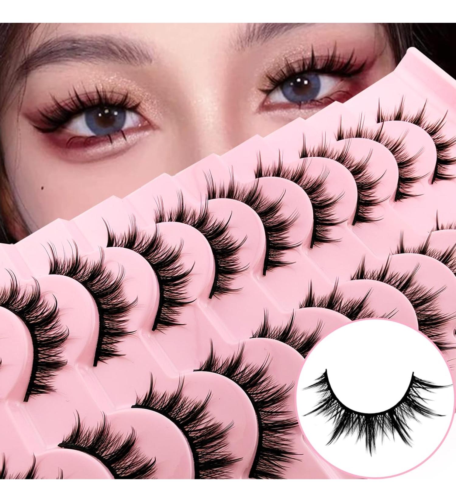 10 Pairs Manga Lashes | Natural Spiky Doll False Eyelashes | Cat-Eye Faux Mink Anime Lashes | 12mm Wispy Cosplay Lashes - Buy Online on GoSupps.com