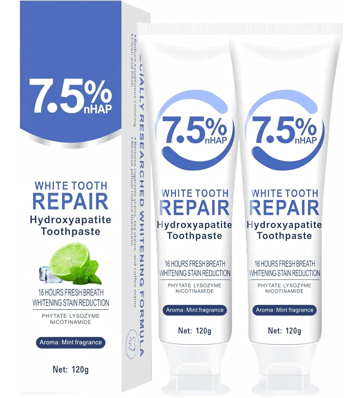 7.5% Hydroxyapatite Toothpaste for Enamel Protection Fluoride-Free Formula with Gentle Mint for Sensitive Teeth Daily Protection Long-Lasting Fresh Breath 4.23 Oz (2) - Buy Online on GoSupps.com