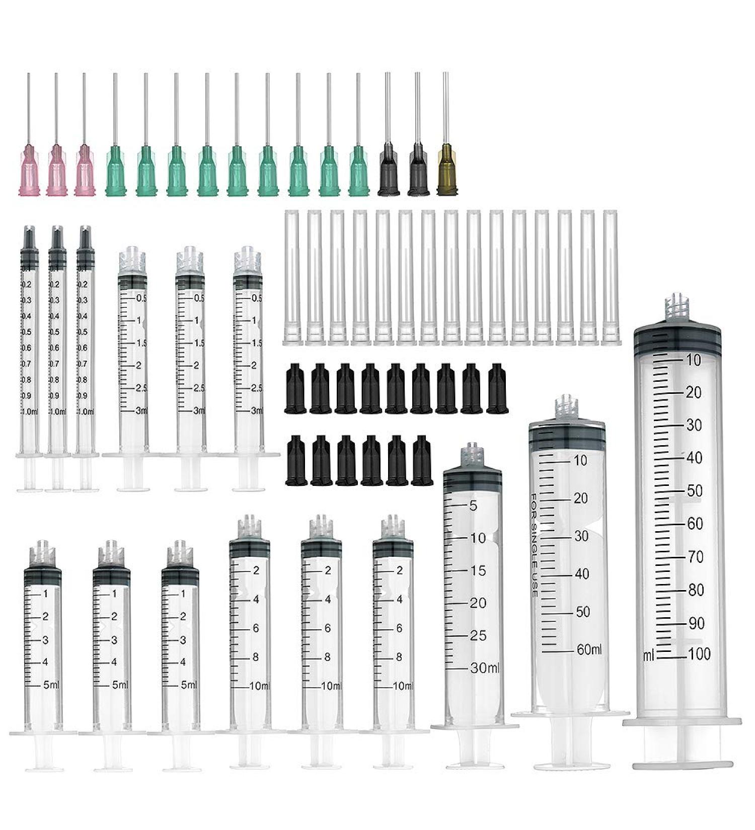 Buy Blunt Needle Syringes - 15 Pack (100ml 60ml 30ml 10ml 5ml 3ml 1ml) with Storage Caps - International Shipping - Buy Online on GoSupps.com