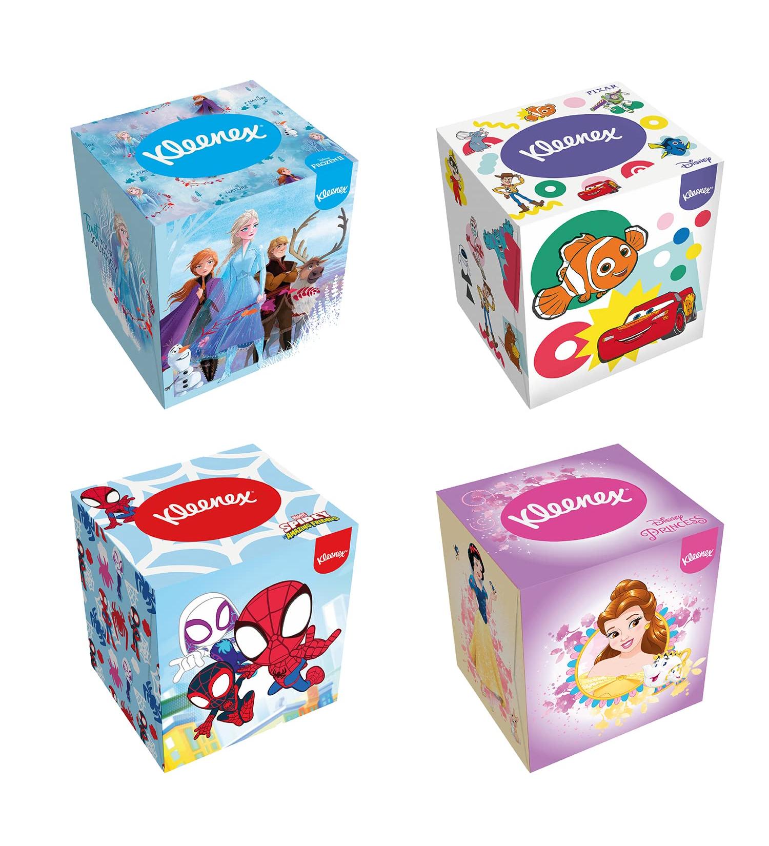 Kleenex Disney Tissue Boxes - 3-Ply Assorted Designs 12 Cube Boxes (48 Tissues Each) | International Shipping Available - Buy Online on GoSupps.com