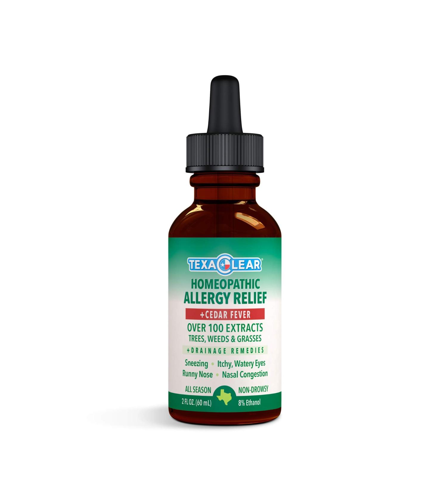 TexaClear Homeopathic Texas Cedar Fever Allergy Relief Drops - 2oz for Zones 2, 5, 6 | All Season + Drainage Remedies - Buy Online on GoSupps.com