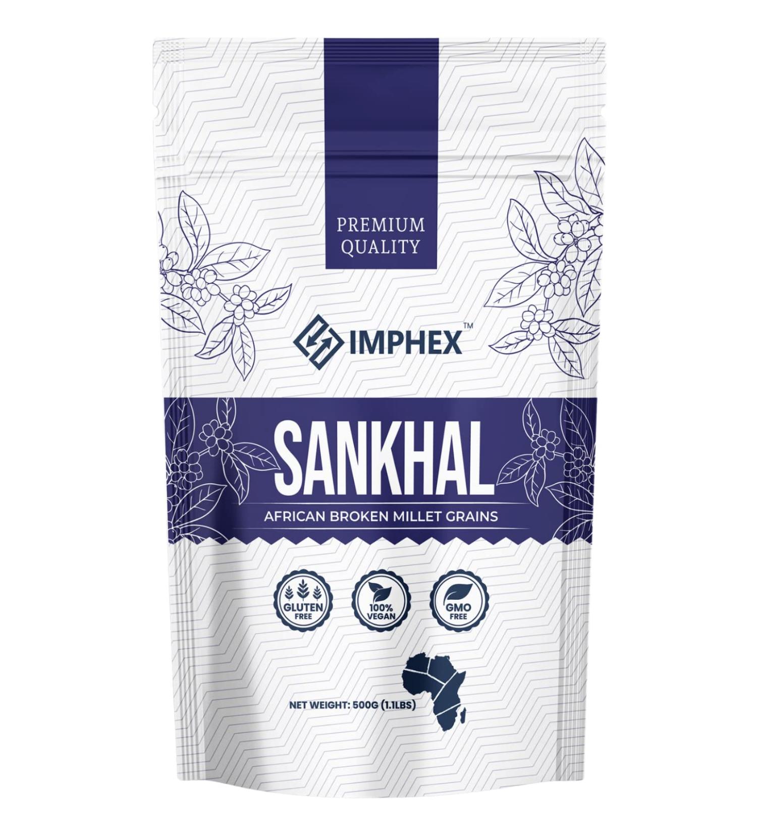 Imphex Sankhal | African Broken Millet Grains | 500g (1.1 Pound) | For Sweet or Savory Porridge | Vegan | Gluten Free | Non GMO - Buy Online on GoSupps.com