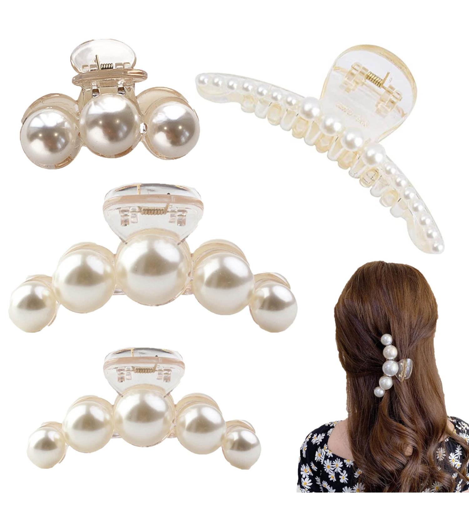 KWQINX hair clips pearl hair clips strong fixed hair clips large hair clips for styling clip suitable for mothers women girls daughters and girlfriends (4-piece set) - Buy Online on GoSupps.com
