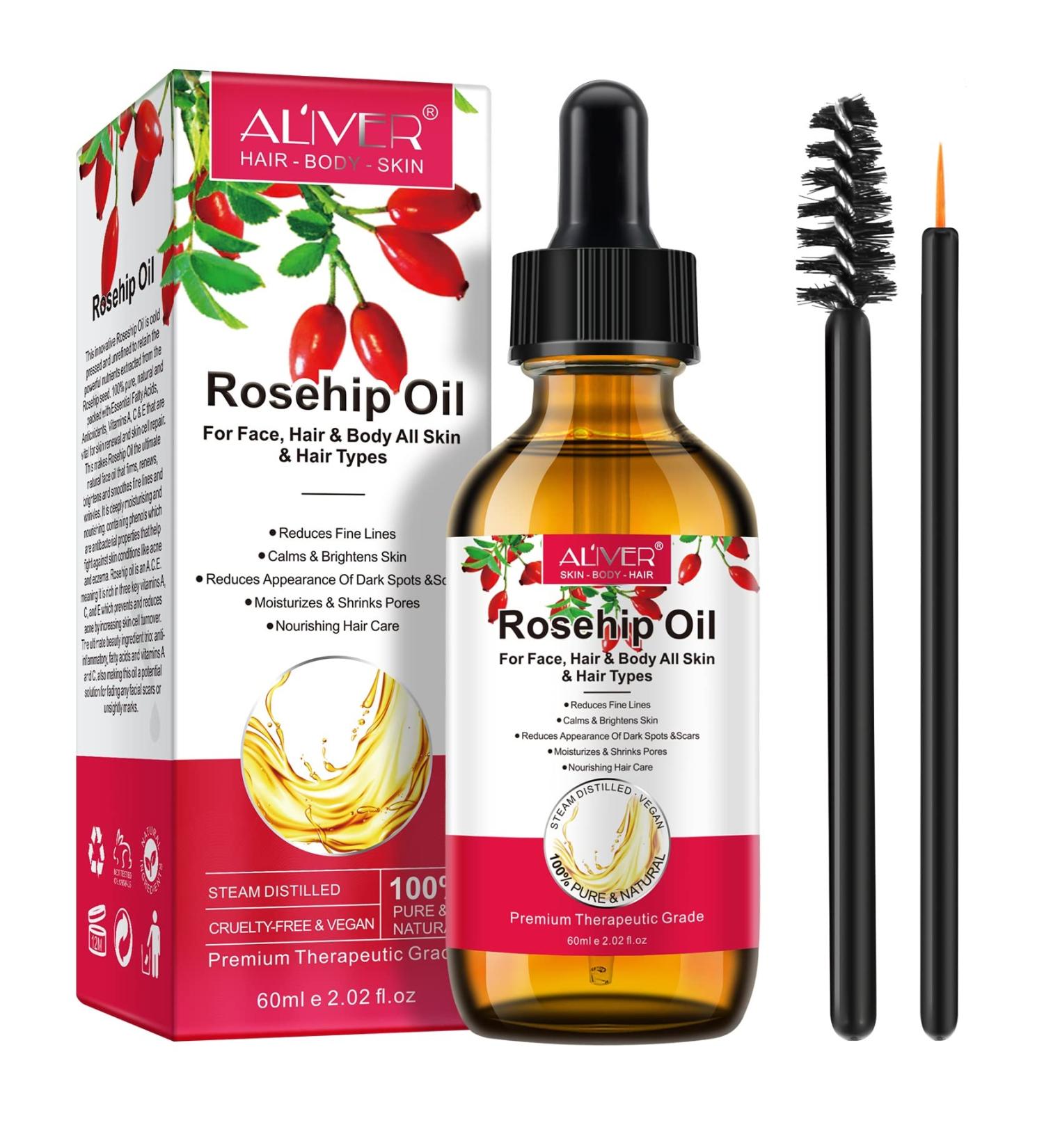 Rosehip Oil Organic Cold Pressed Oil 100% Pure 60ml Rosehip Oil Skin Hair Nail Face Oil Body Oil Vegan Rose Seed Oil - Buy Online on GoSupps.com