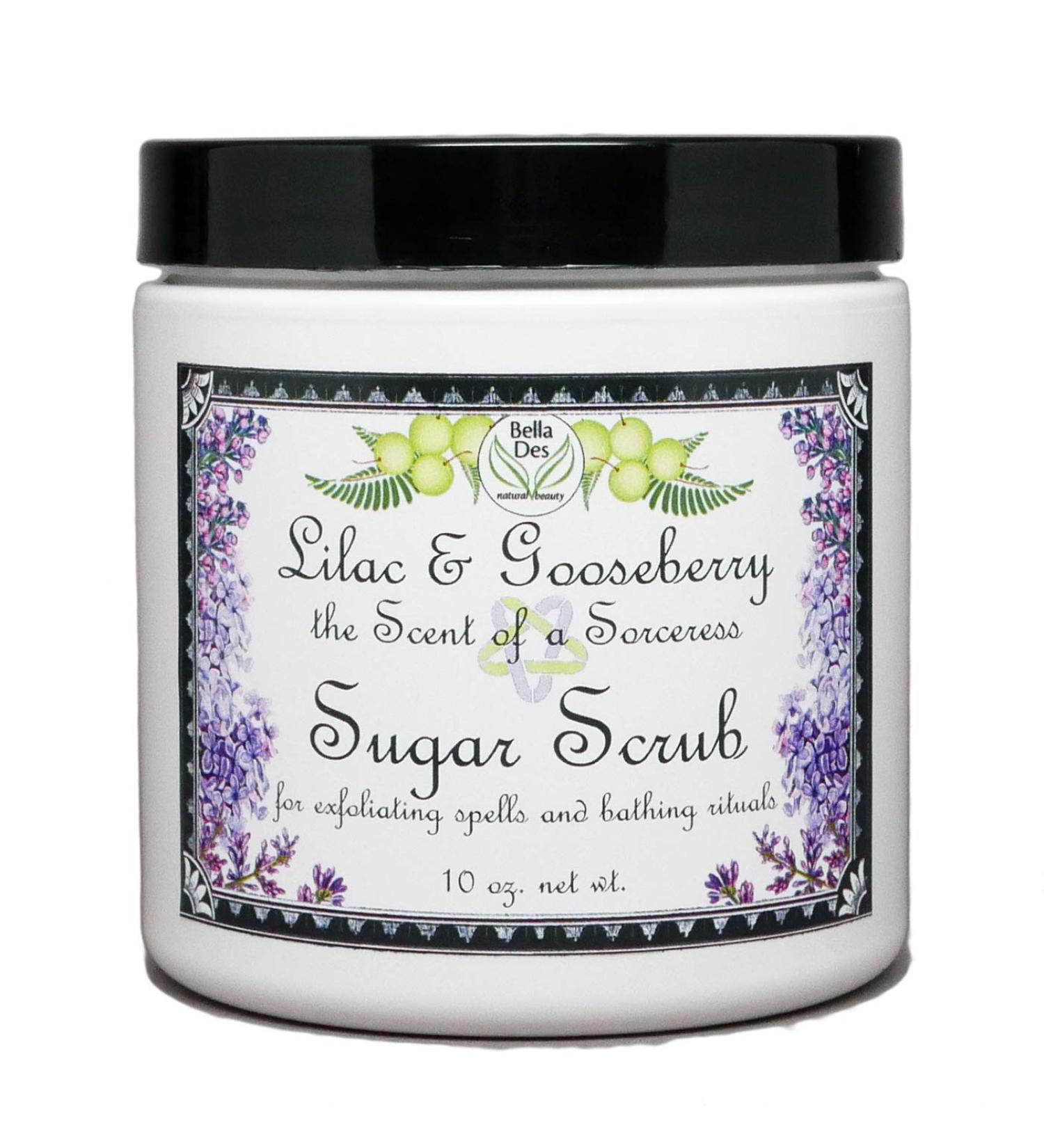 Lilac and Gooseberry Exfoliating Sugar Hand and Body Scrub | Non-Greasy with Moisturizing Mango Butter | 10 ounces net wt | Yennefer Scent of a Sorceress by Bella Des Natural Beauty - Buy Online on GoSupps.com