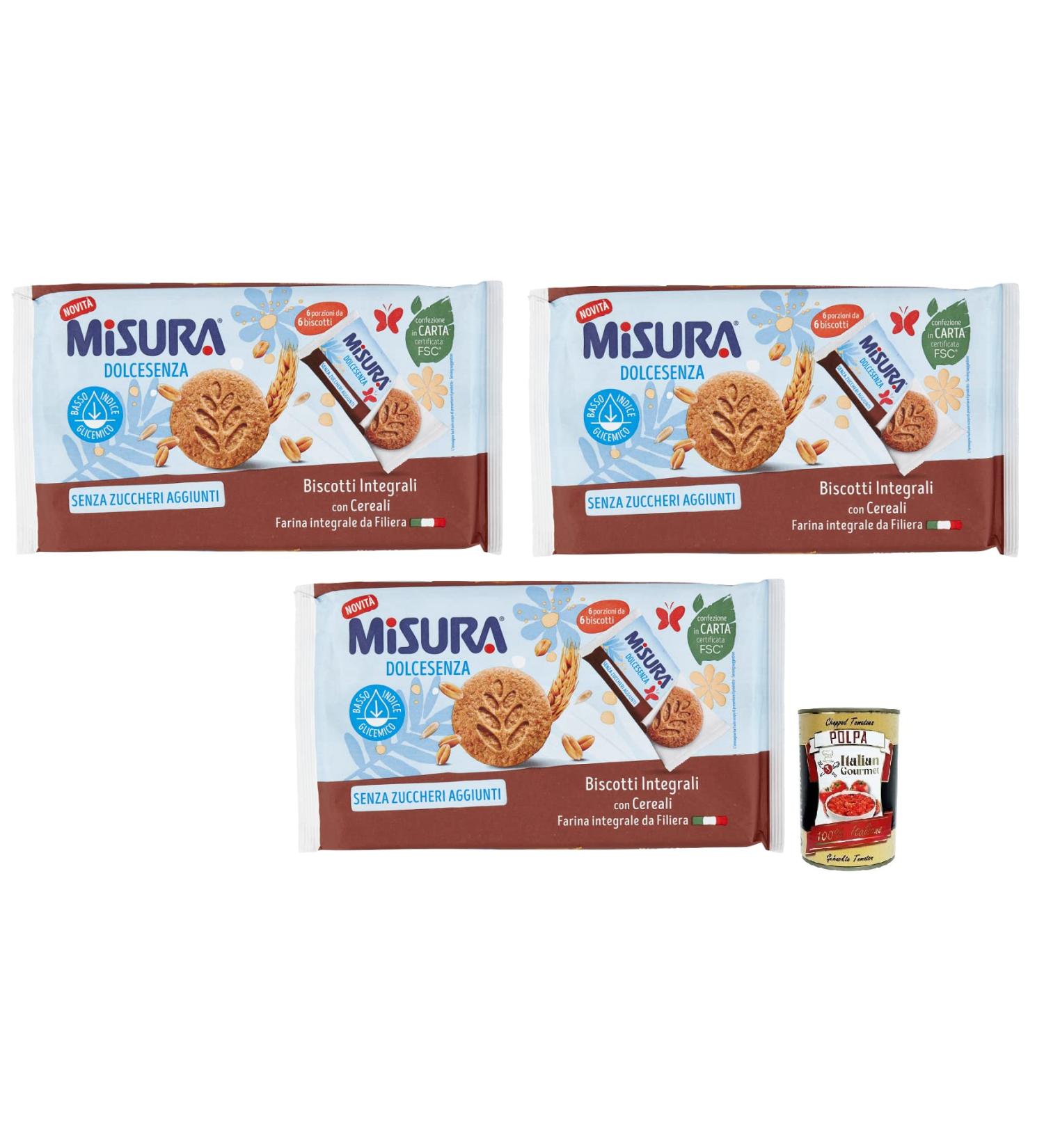 Misura Dolcesenza Biscotti Integrali con Cereali whole grain biscuits with cereals no added sugar 280 g Italian box Gourmet Polpa di Pomodoro 400 g - Buy Online on GoSupps.com