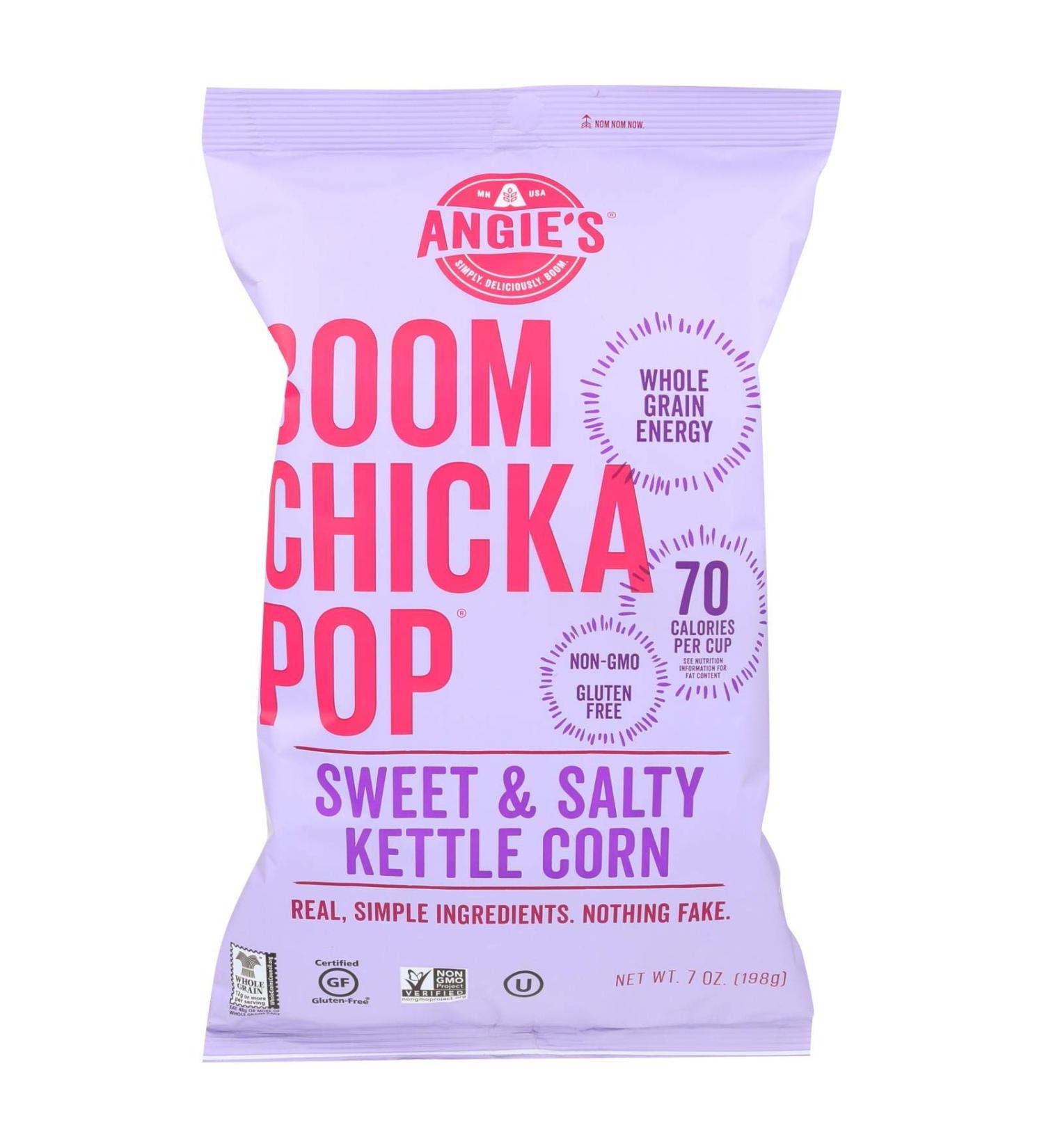 Angie's BOOMCHICKAPOP Sweet & Salty Kettle Corn Popcorn 7 Ounce Bag (Pack of 12 Bags)