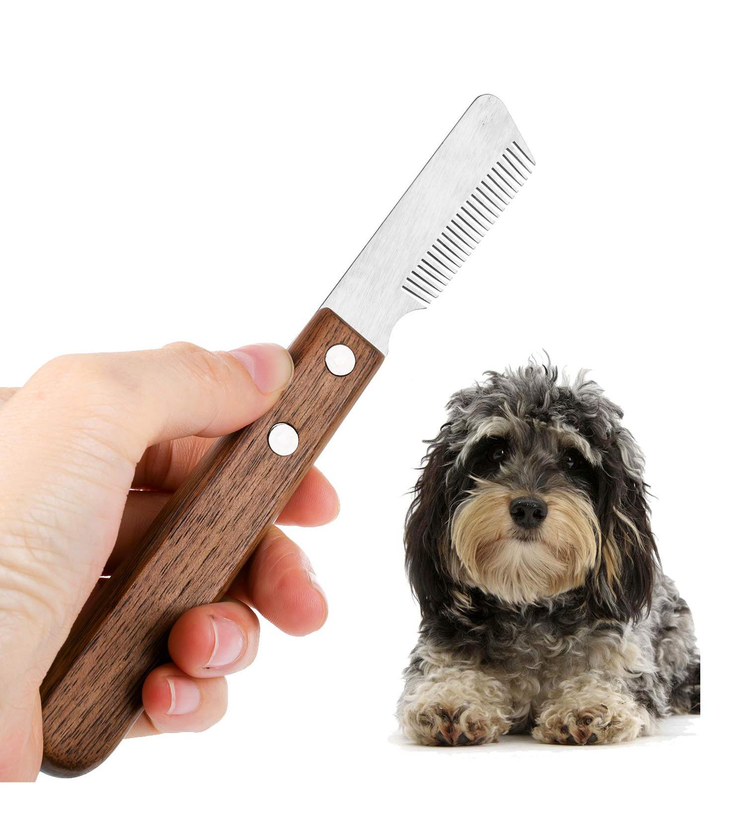 Buy Premium Wooden Handle Dog Trimmers for Dachshunds & Terriers | Pet Care Grooming Tool for Undercoat & Fine Hair - Buy Online on GoSupps.com