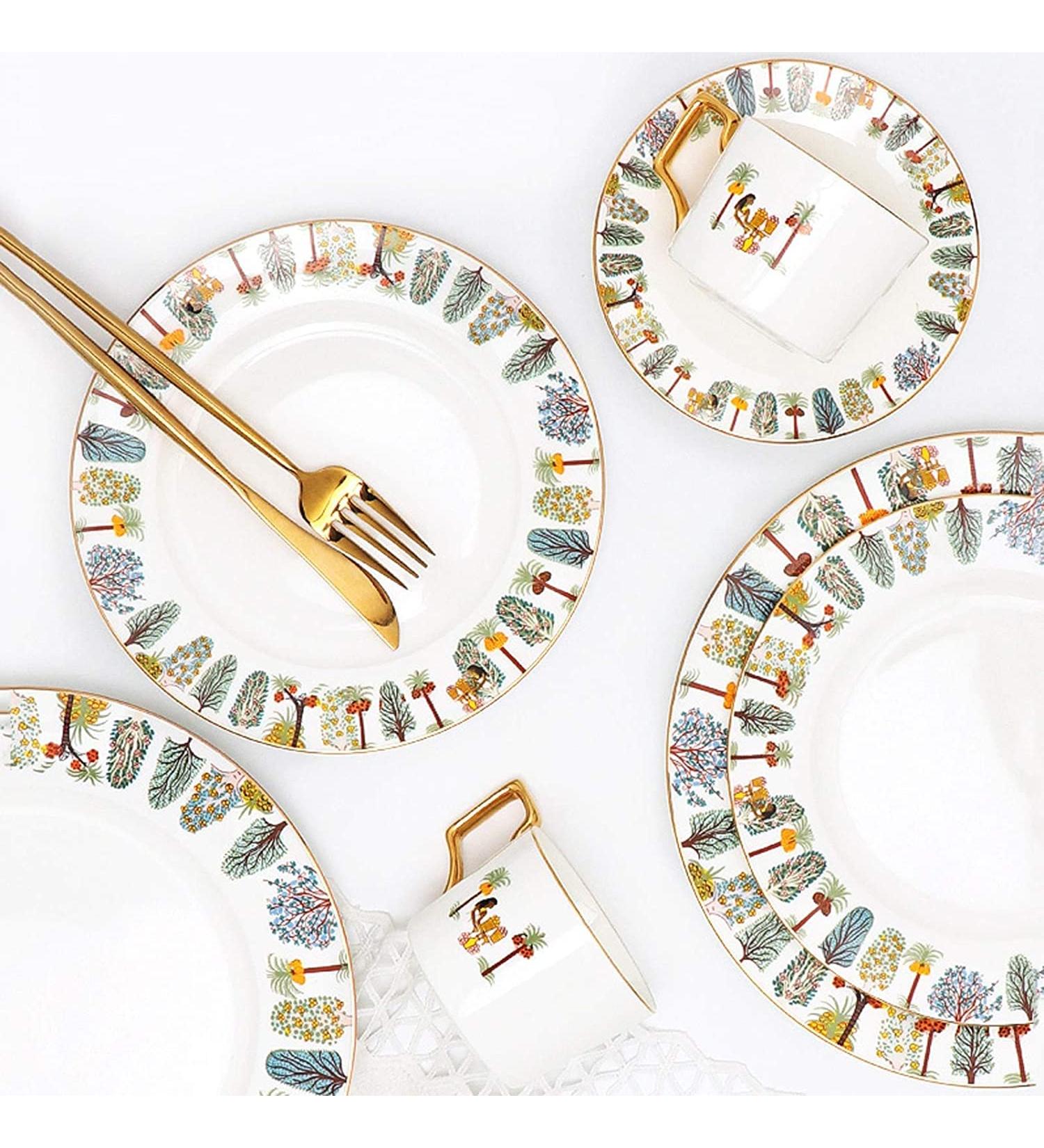 8 Piece Porcelain Dinnerware Set Creative Hand-Painted Dinner Plate Sets Home Kitchen Ceramic Dish for Steak Spaghetti Waffle Salad Plate (Size : 8 Pieces) - Buy Online on GoSupps.com