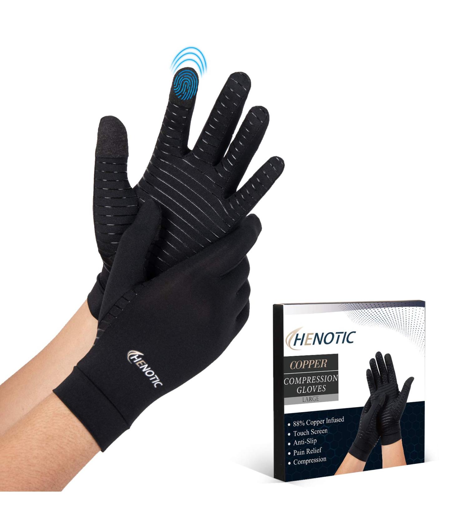 Buy Copper Arthritis Gloves for Men & Women | Touch Screen Compression Gloves for Carpal Tunnel Relief | Anti-Slip Large Size - Buy Online on GoSupps.com