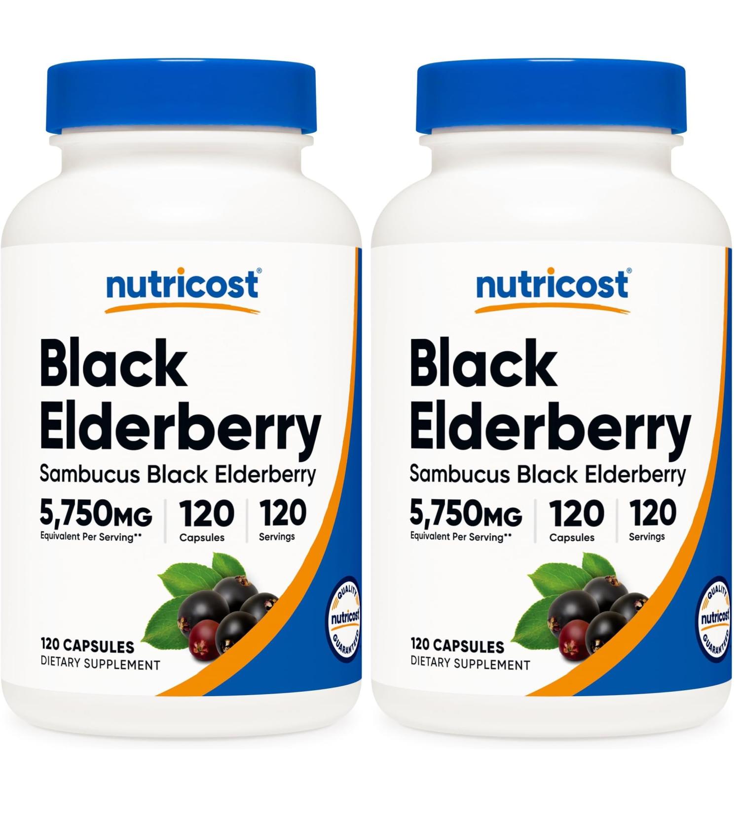 Nutricost Elderberry Capsules 575mg (120 Capsules) - Black Elderberry Vegetarian Gluten Free and Non-GMO Supplement (Pack of 2) - Buy Online on GoSupps.com