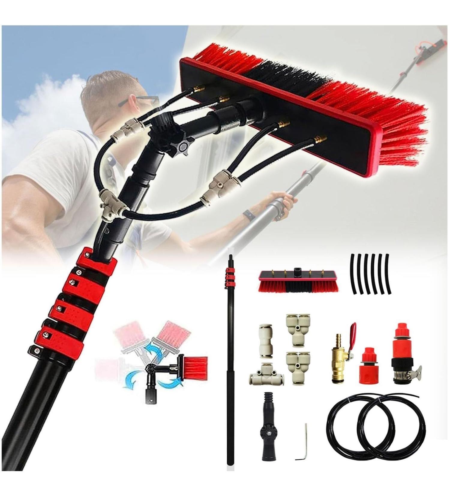 Window Cleaning Pole Water Fed Telescopic Brush Extendable Cleaner Conservatory Roof Suitable For Photovoltaic Panel Cleaning Windows Trucks 55cm Brush Head 12M/39FT - Buy Online on GoSupps.com