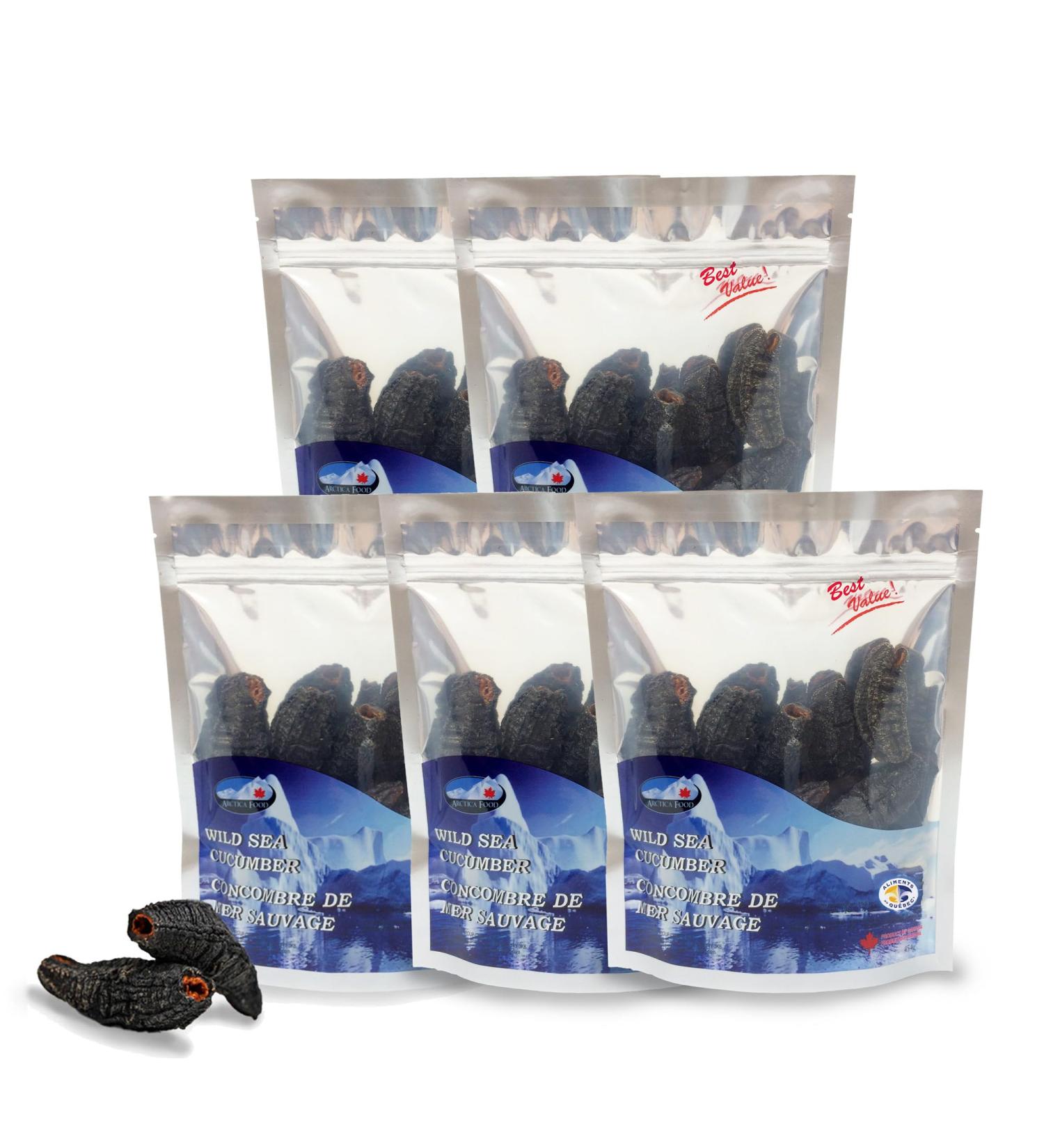 Arctica Food Canadian Dried Wild Sea Cucumber - 0 Trans 0 Cholesterol Low Sodium Great Source of Protein Premium Quality Superfood Value (454g x 5 Packs) - Buy Online on GoSupps.com