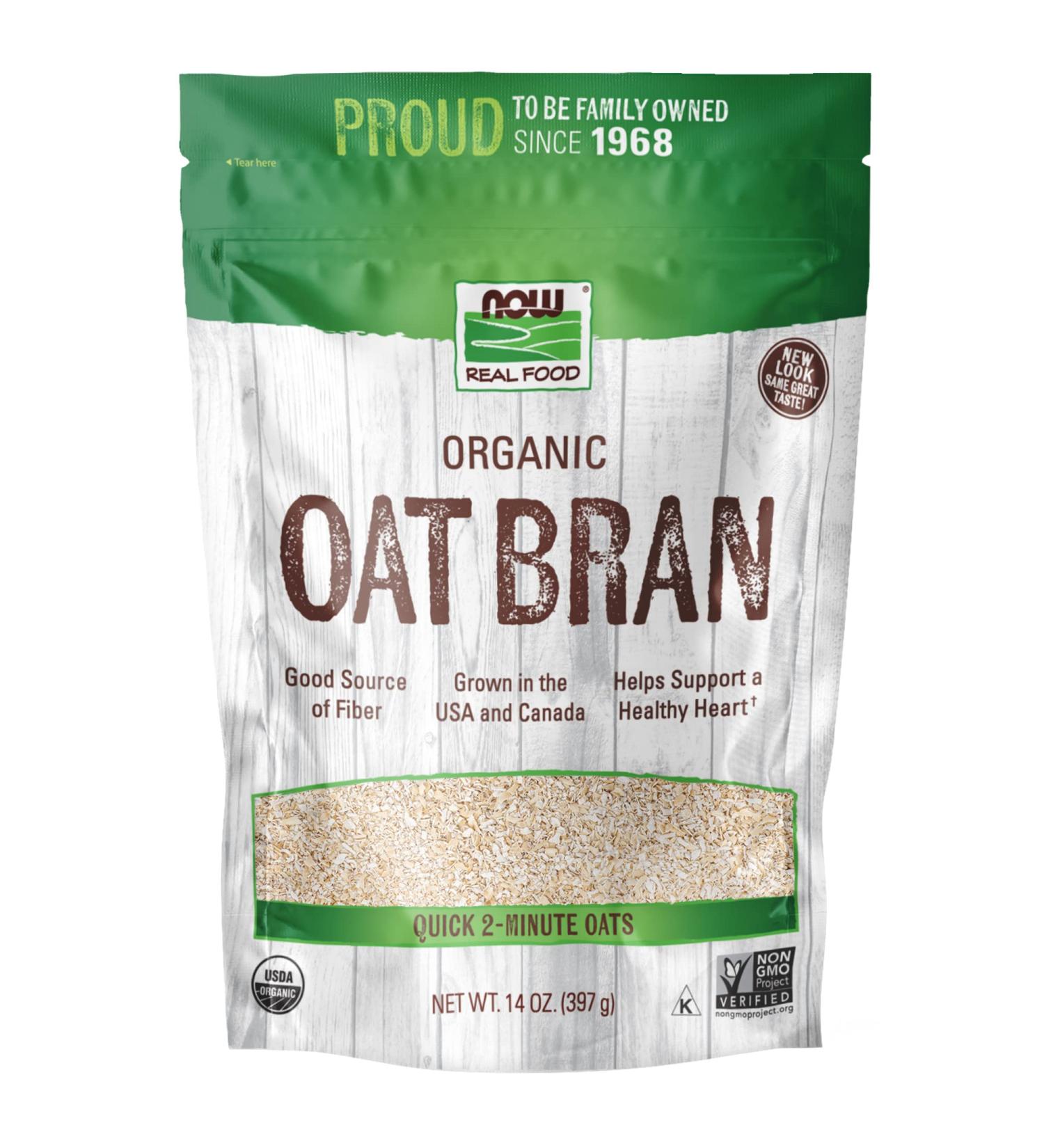 NOW Foods  Organic Oat Bran  Source of Fiber and Protein  USA Grown  Non-GMO Project Verified  14-Ounce (Packaging May Vary) - Buy Online on GoSupps.com
