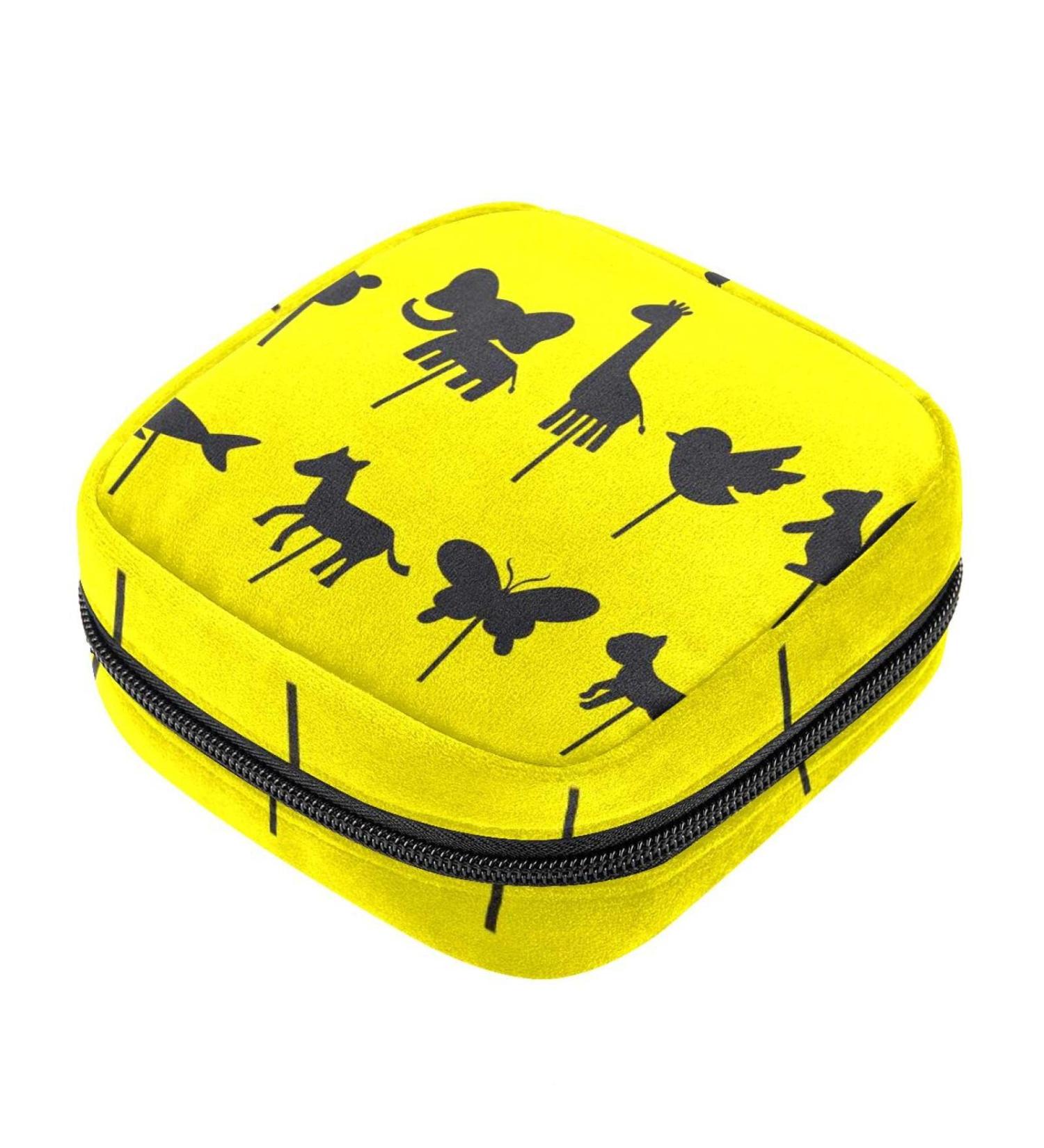 Animal Shadow Puppet Sanitary Napkin Storage Bag | First Period Pads Holder for Girls | Portable Tampons Case | Travel Makeup Bag for Women | Large Capacity Multicoloured 01 - Buy Online on GoSupps.com