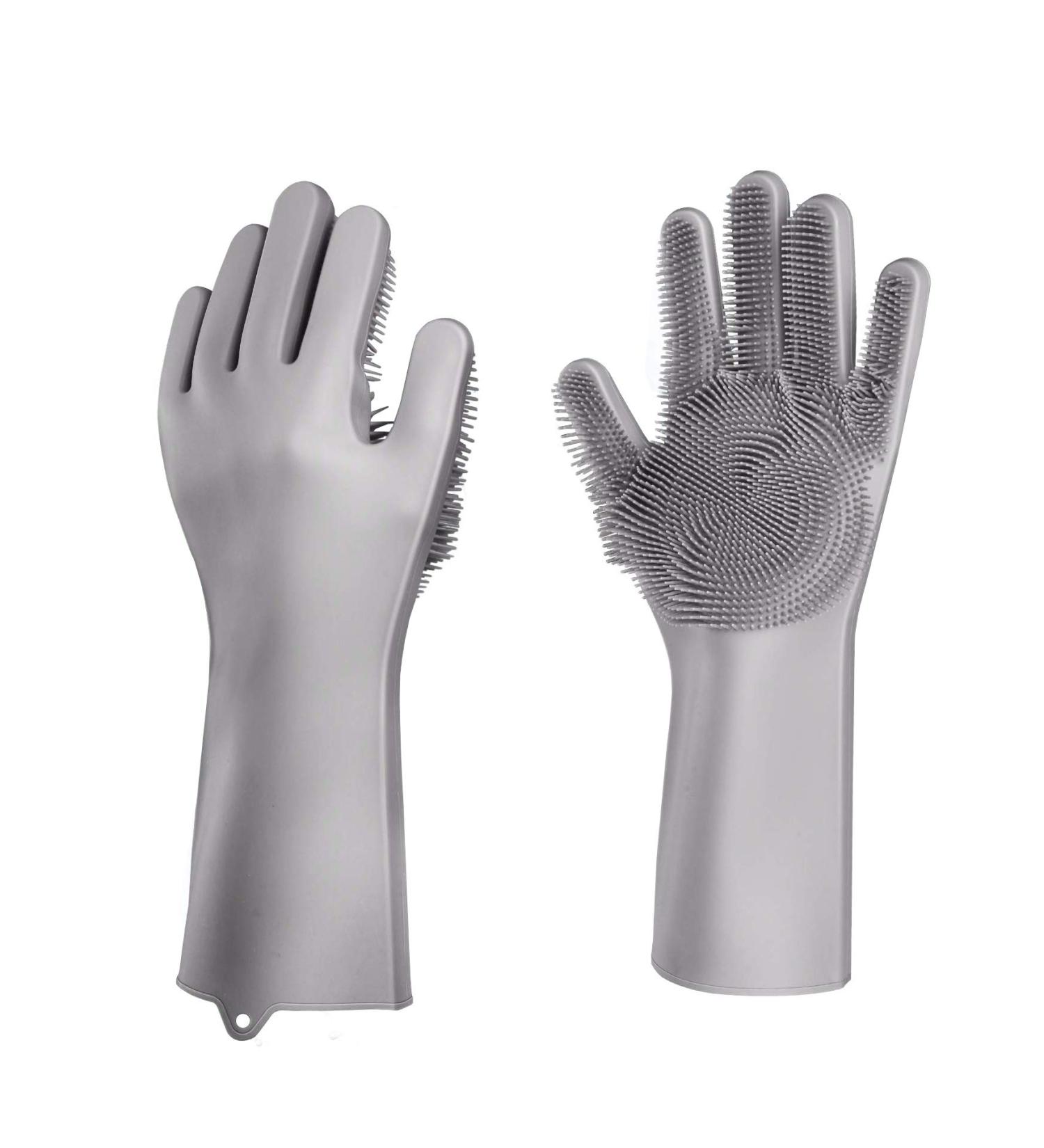 iwobi Magic Dishwashing Gloves Reusable Silicone Gloves Heat Resistant Scrubbing Gloves for Dishes Fruits Pet Hair Care - Buy Online on GoSupps.com