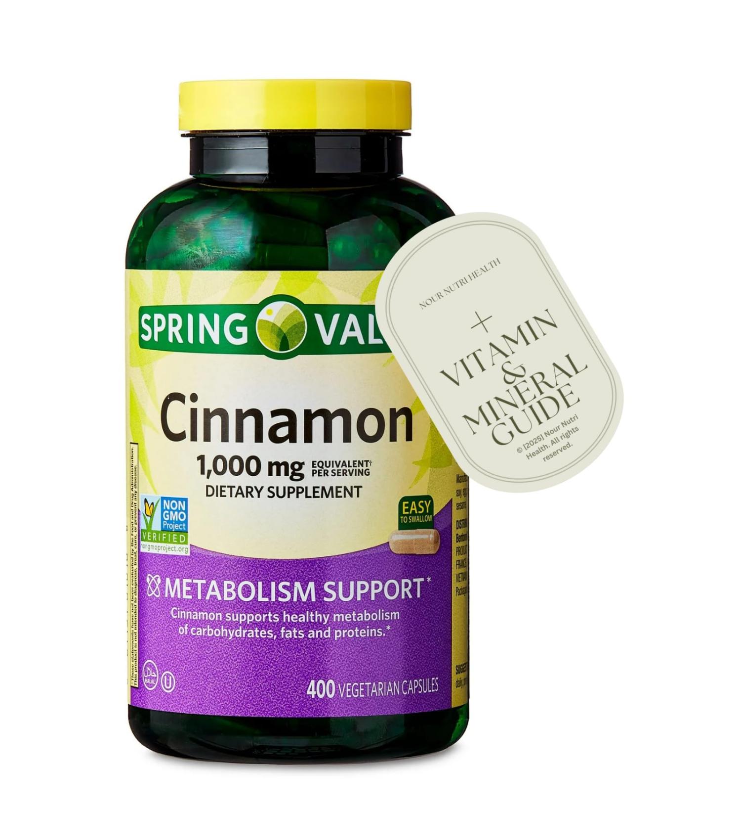 Cinnamon Dietary Supplement Capsules 1000 mg 400 Count Supports Metabolism & Overall Wellness Vegetarian Non-GMO Allergen-Free - Exclusive Vitamin Guide Included - Buy Online on GoSupps.com