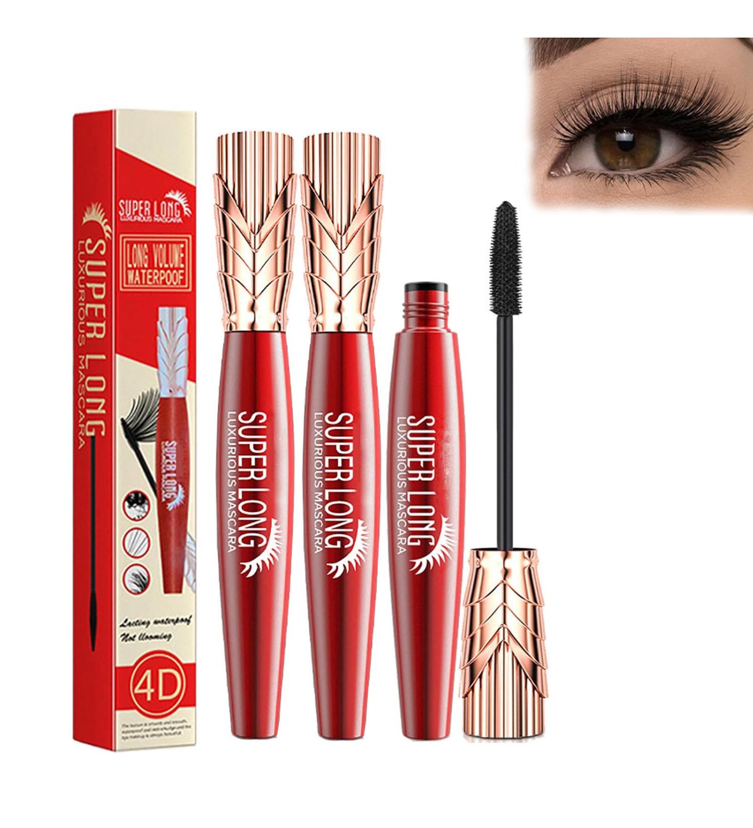 Yanquina Super Long Mascara Yanquina Super Long Luxurious Mascara Yankina Super Long Mascara 4D Silk Fiber Lash Mascara 4D Waterproof and Sweatproof Mascara for Women Smoother Curly Thick (3Pcs) - Buy Online on GoSupps.com
