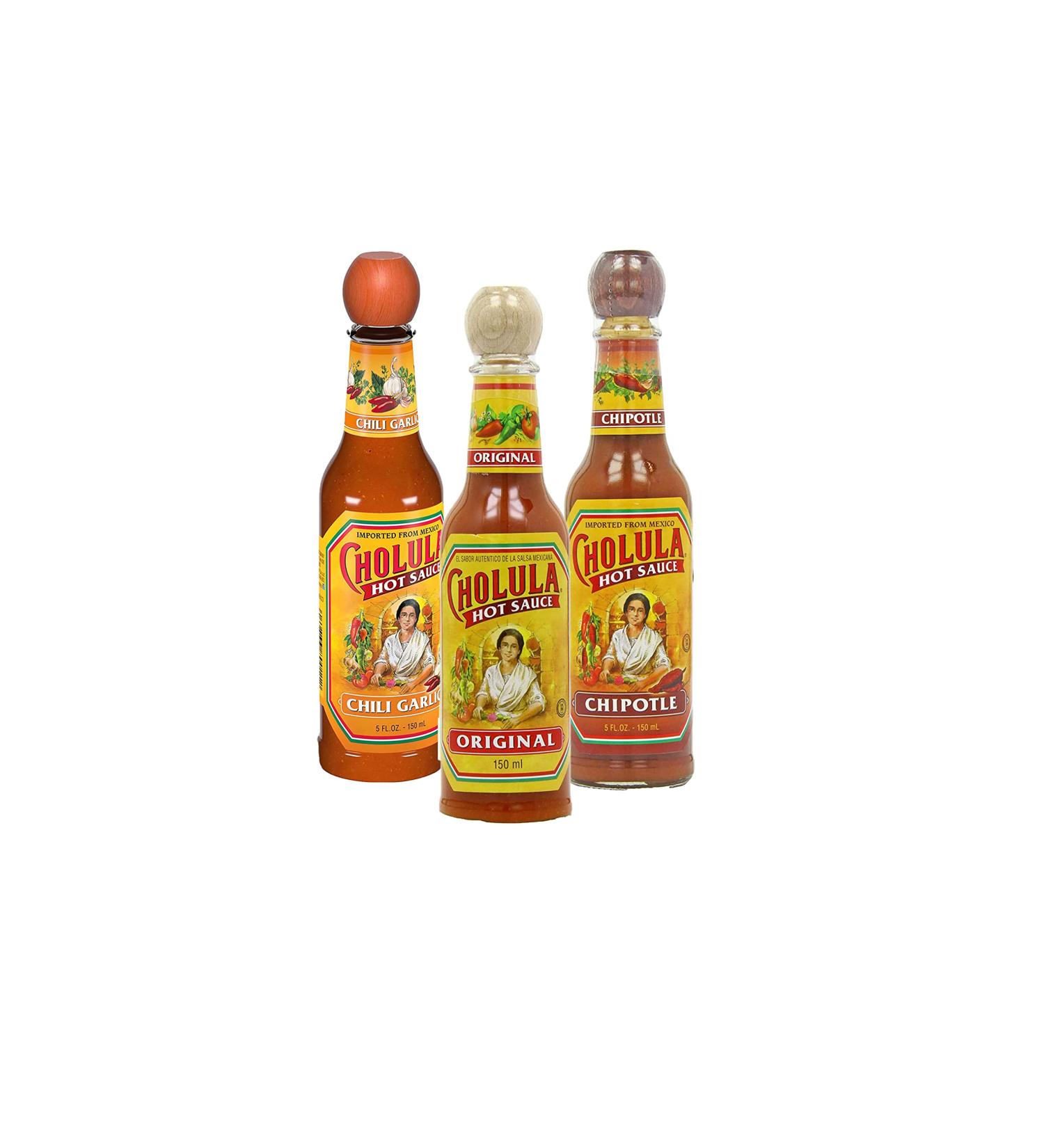 Cholula Hot Mexican Sauce 150ml - Original Chipotle & Chili Garlic - Pack of 3 - Buy Online on GoSupps.com