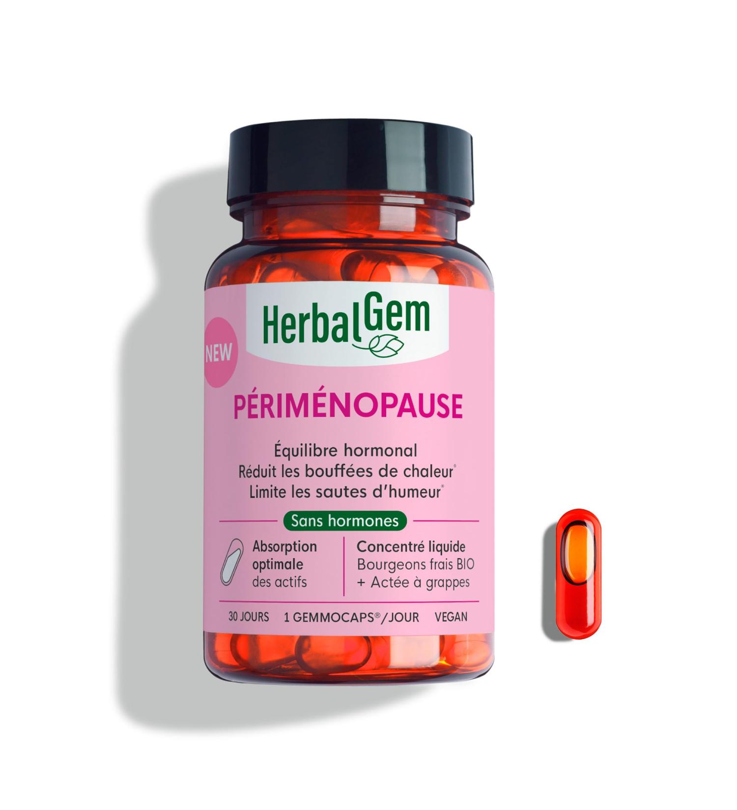 HERBALGEM - GEMMOCAPS Perimenopause - Hormone Free Supplement - Controls Hot Flashes & Reduces Mood Jump - 30 Capsules - Buy Online on GoSupps.com