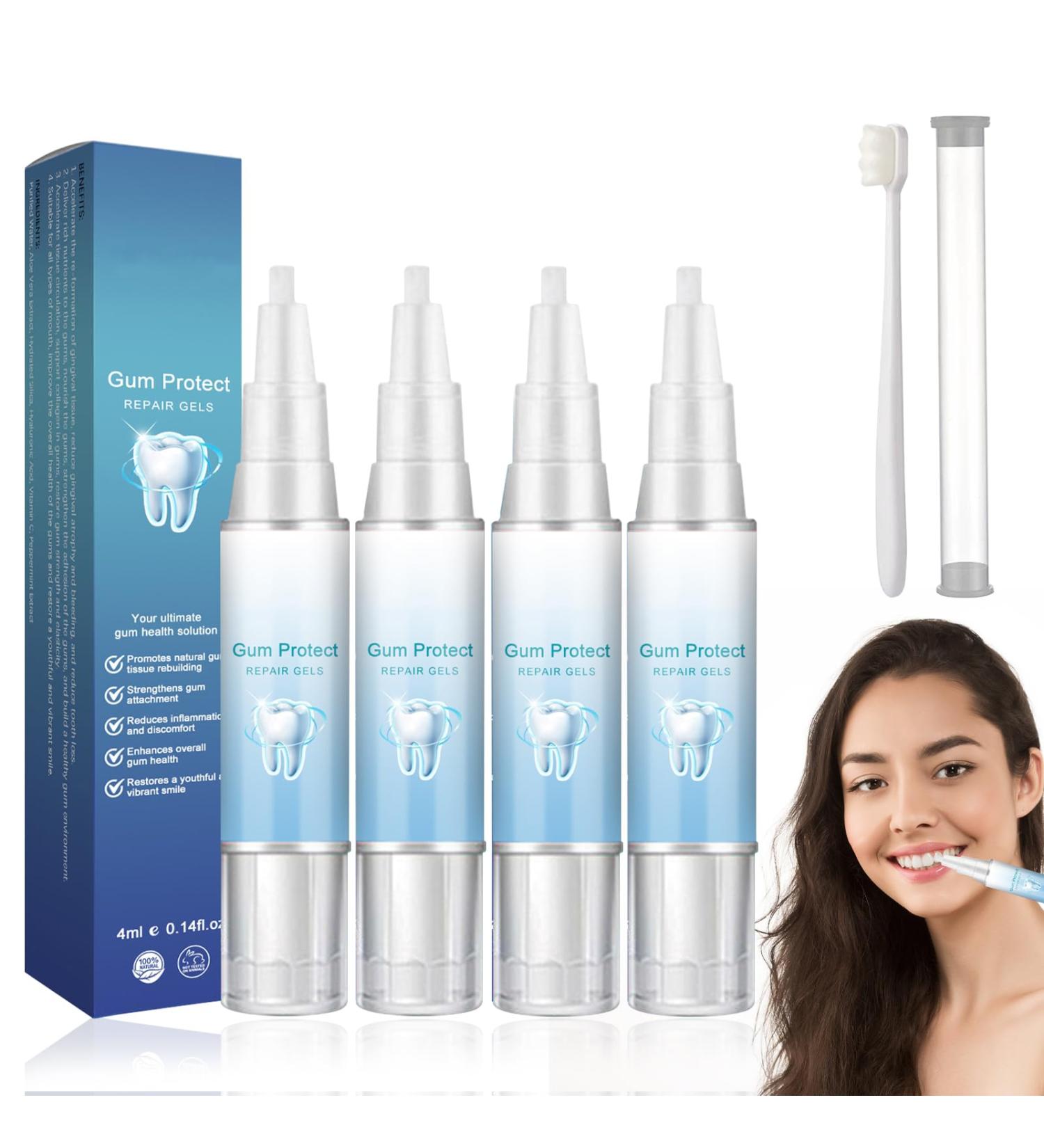 wimony Neslemy Gum Shield Therapy Gel Dentizen Gum Therapy Gel Gum Repair Treatment Gel Instant Teeth Whitening Essence Pen Deeply Cleaning Gums Teeth Whitening Enhances Overall Gum Health (4pcs) - Buy Online on GoSupps.com