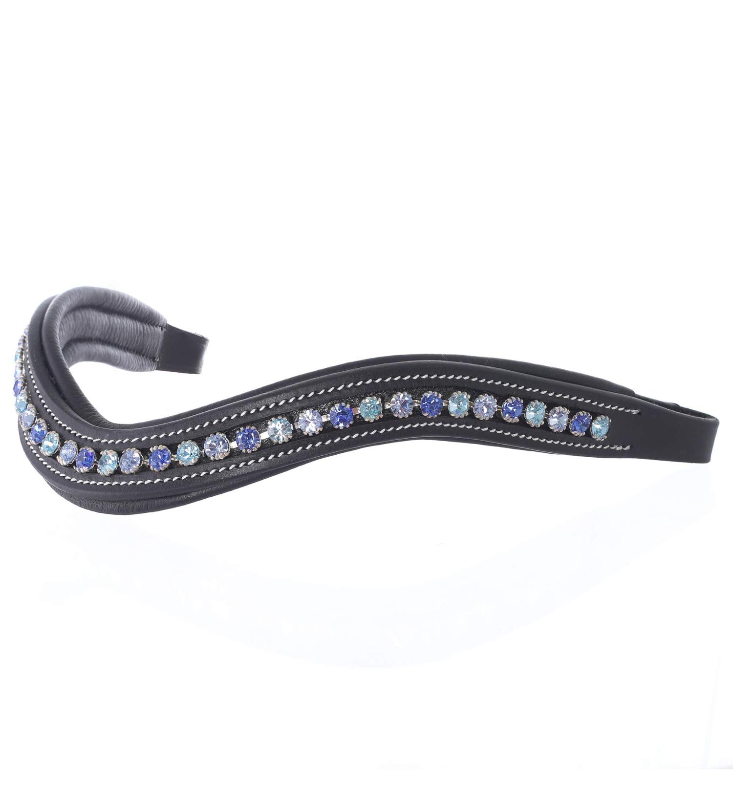 ExionPro Curved Padded Bling Crystal Leather Browband for Horse Bridles - Sapphire, Violet, Light Sapphire Havana | Diamond Decorated English Dressage Browbands - Full Size - Buy Online on GoSupps.com