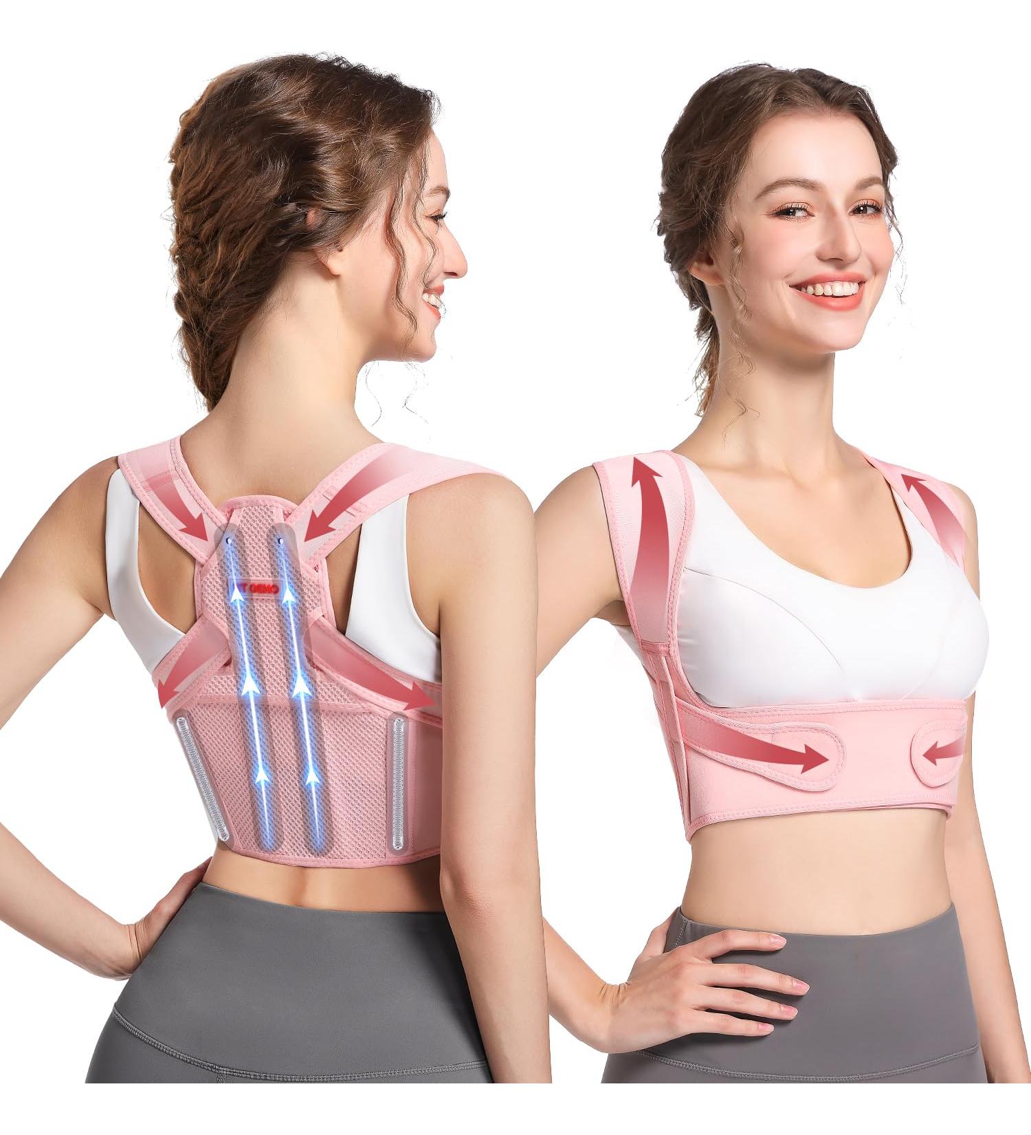 Fit Geno Posture Corrector for Women: Adjustable Lightweight Upper Back Brace for Neck Shoulder & Upper Back Pain Relief - Improve Posture Correct Hunchback Slouching Kyphosis Invisible Under Clothes (Large/X-Large)