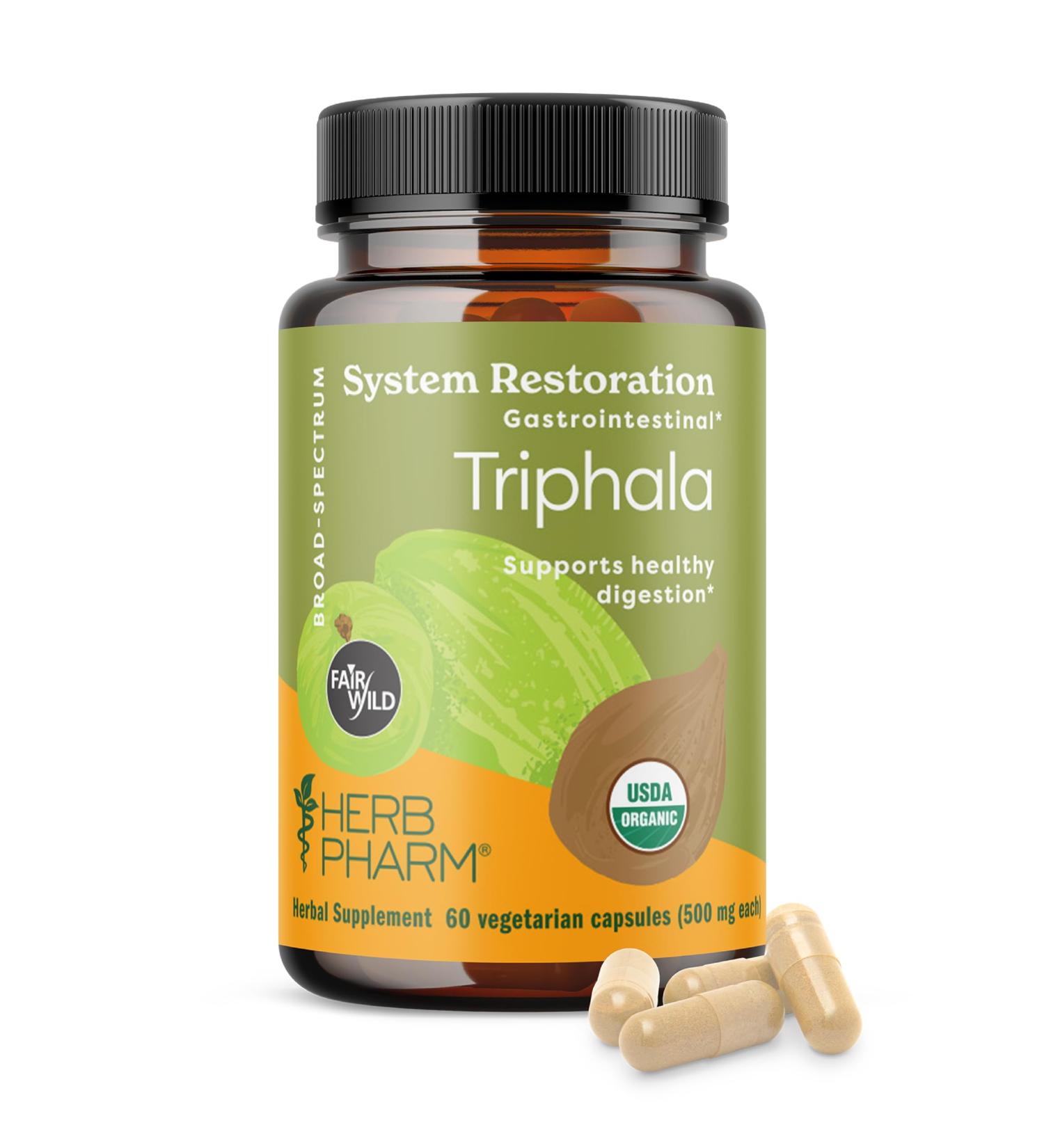 Herb Pharm Triphala Capsules: USDA Organic Cleansing & Detoxification Support & Digestive Health Support with Amla Haritaki & Bibhitaki FAIRWILD Certified | 60 Vegan Capsules Up to 30 Day Supply* 60 Count (Pack of 1) - Buy Online on GoSupps.com