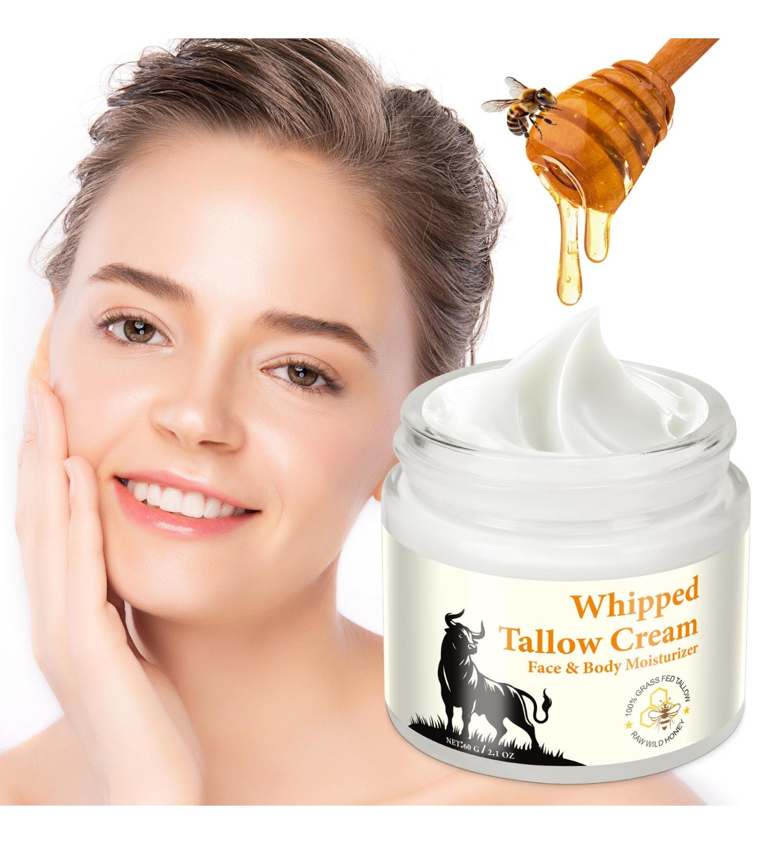 jingjingyoutiaomaoyi Beef Tallow cream beef tallow cream skincare 100 grass fed pure beef tallow organic with honey natural moisturizer for face body deep hydration hipped tallow 60g - Buy Online on GoSupps.com