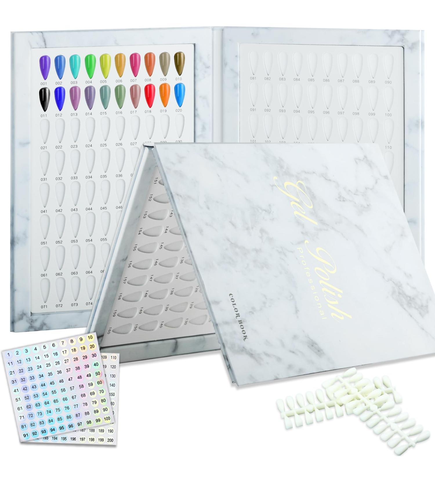 160 Nail Colors Book | Professional Nail Color Display with 240 Tips & Stickers - UV Gel & Nail Art Chart - Buy Online on GoSupps.com