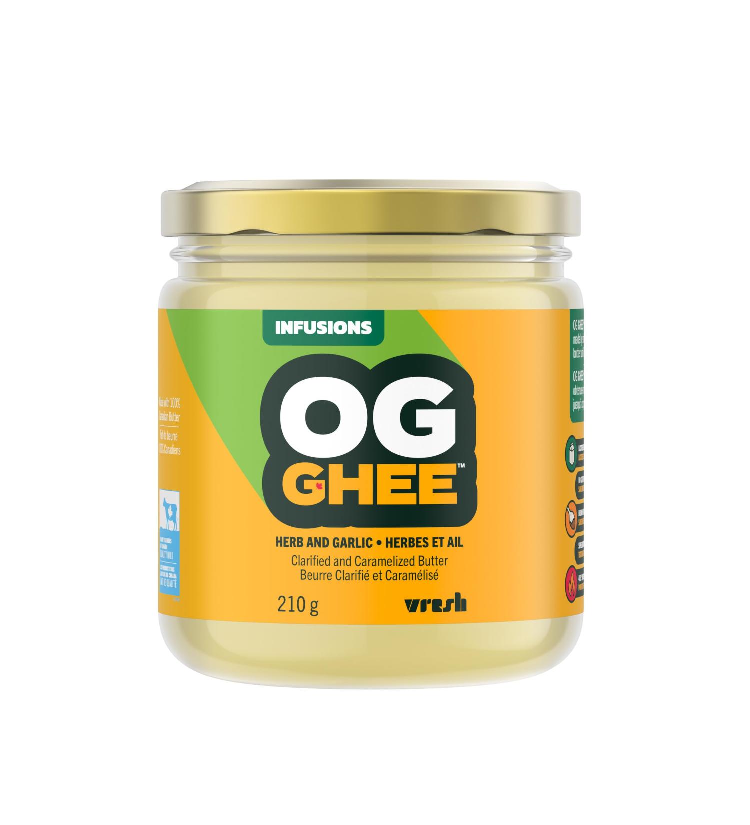 OG GHEE | 210g | Herb & Garlic | Hormone and Antibiotic Free Clarified Butter Caramelized Flavour Keto and Paleo Friendly Gluten Free Lactose and Casein Free Carnivore Herb & Garlic 210g - Buy Online on GoSupps.com