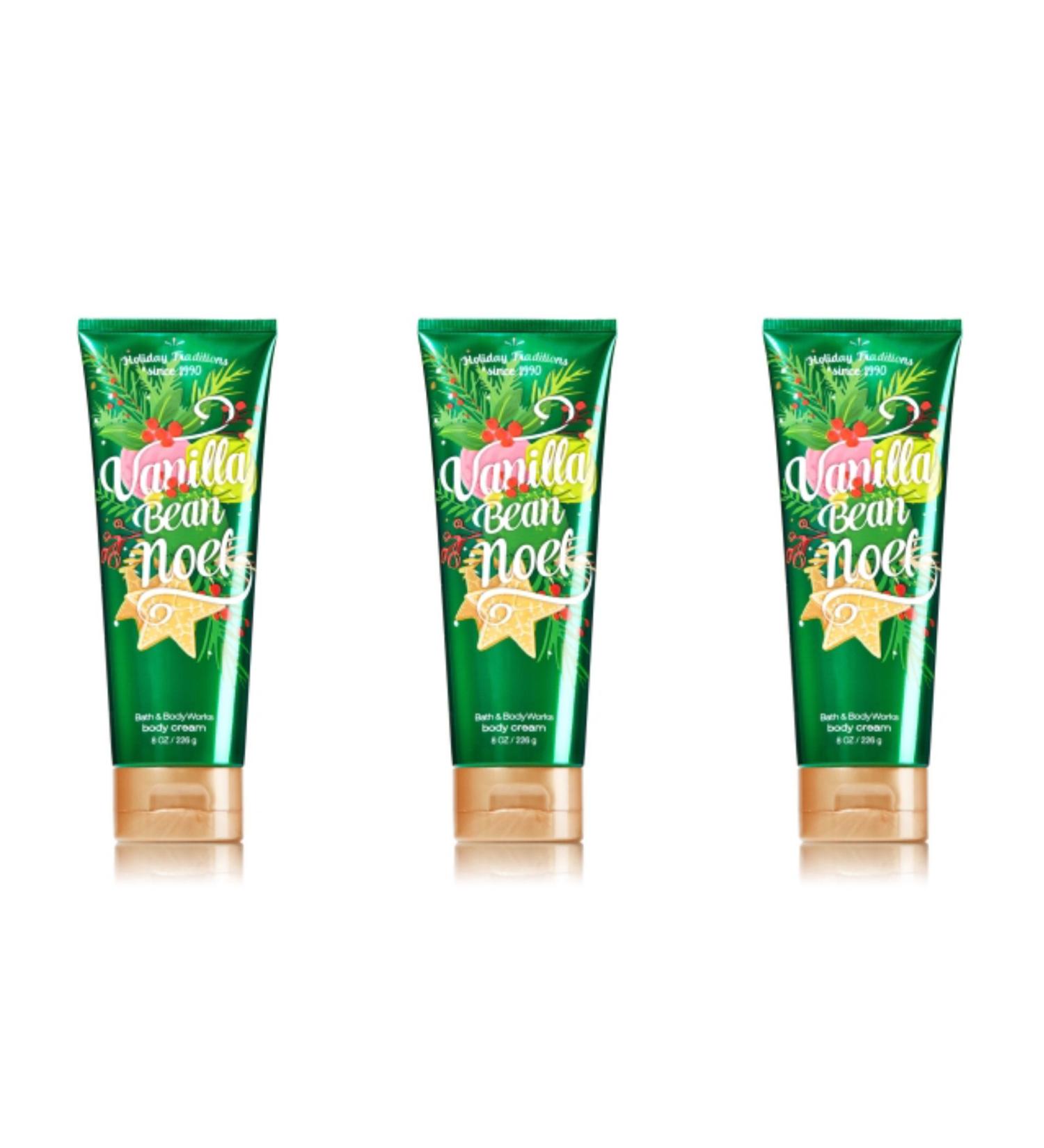 Bath & Body Works Vanilla Bean Noel Body Cream 8 oz Pack of 3 (packaging may vary)