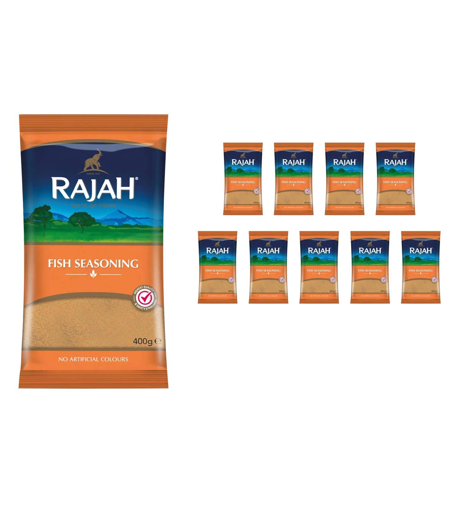 Rajah Fish Seasoning Powder Rub - 10 x 400g | Premium Spices for Fish - Buy Online on GoSupps.com