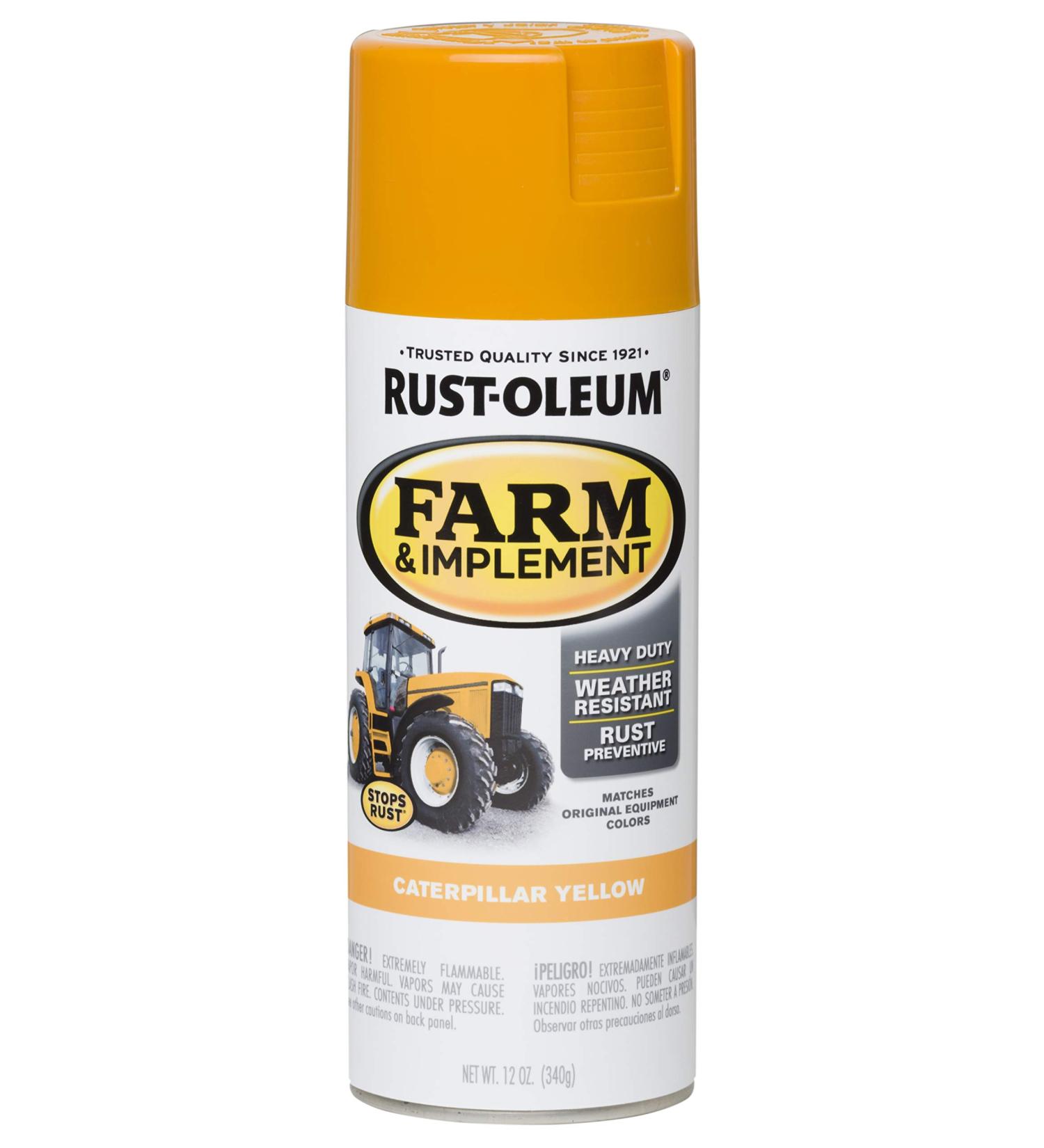 Rust-Oleum 280140 Farm & Implement Spray Paint  12 oz  Gloss Caterpillar Yellow Spray Paint 12 Ounce Gloss Caterpillar Yellow