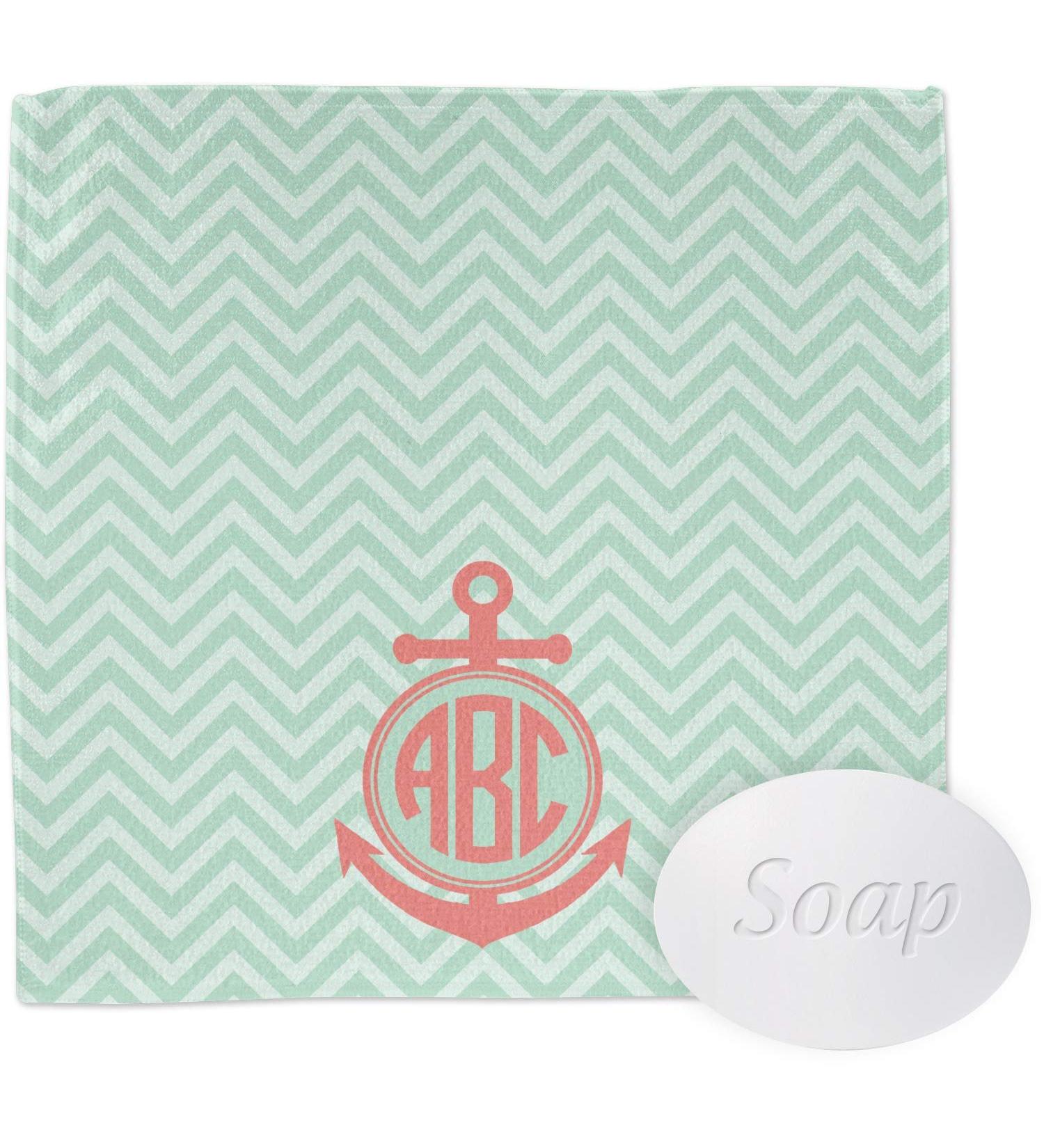 YouCustomizeIt Personalized Chevron & Anchor Washcloth